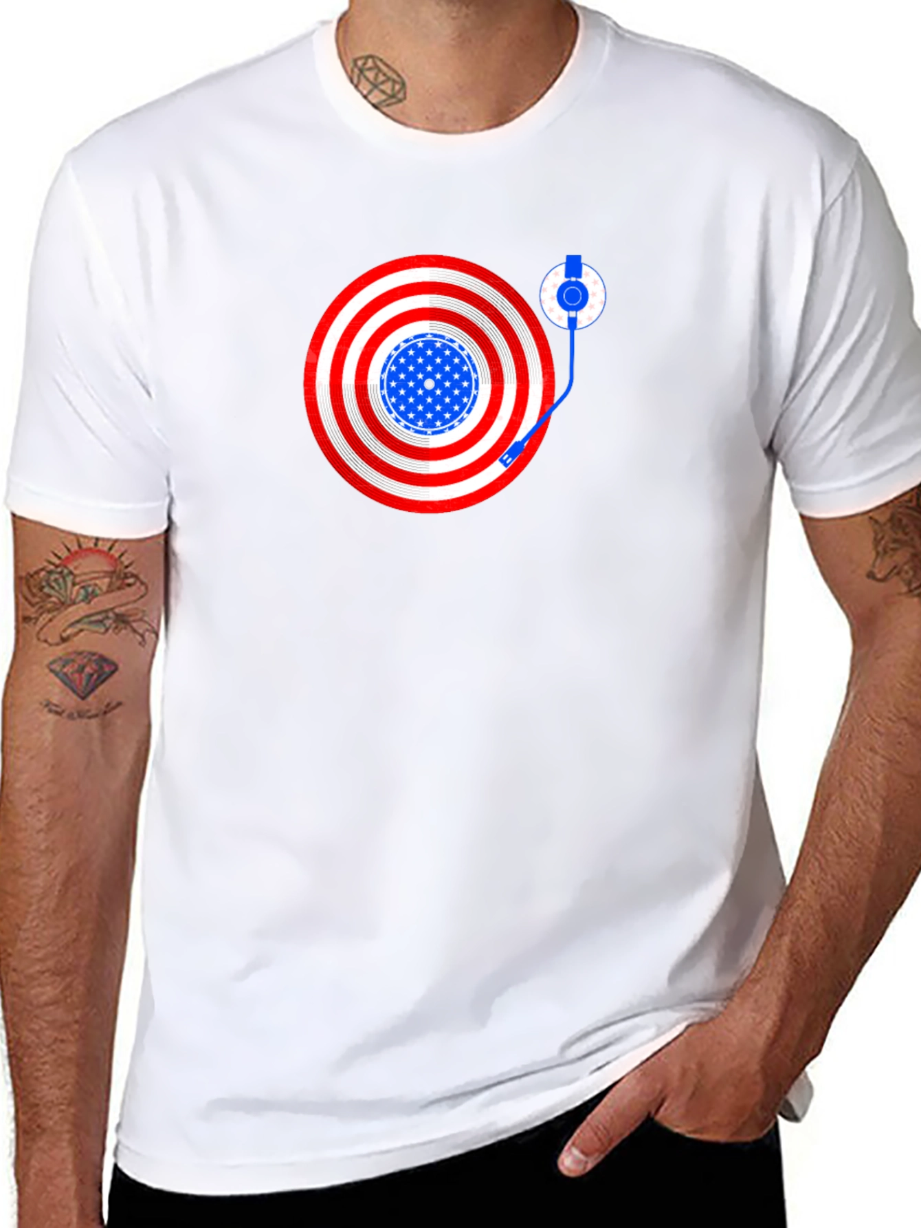 Patriotic DJ Mens Black T-Shirt