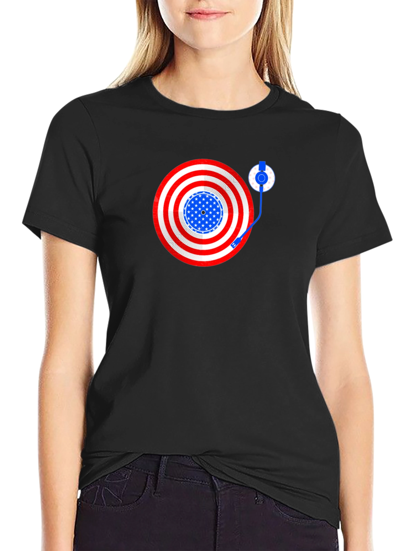 Patriotic DJ Mens Black T-Shirt