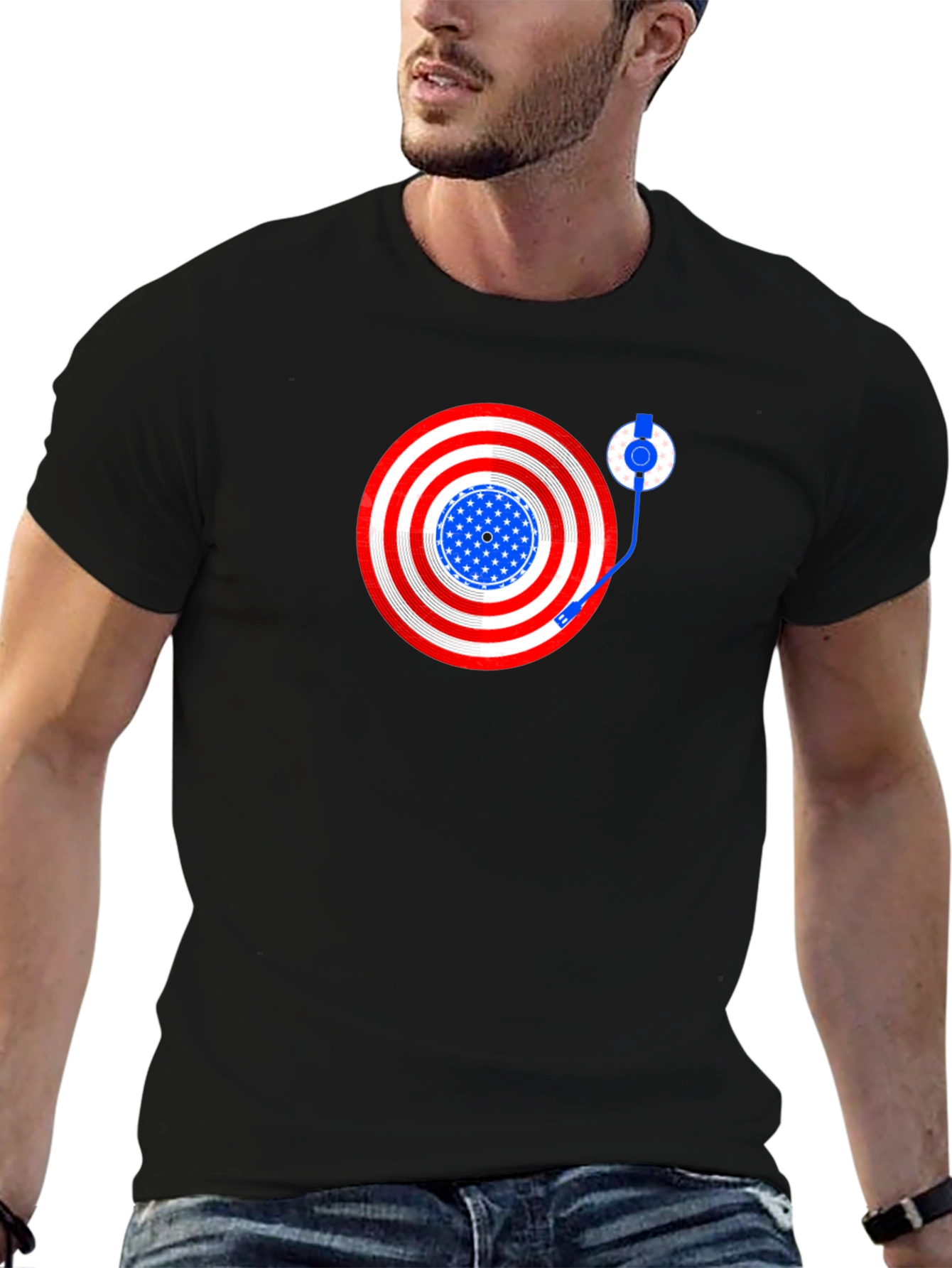Patriotic DJ Mens Black T-Shirt
