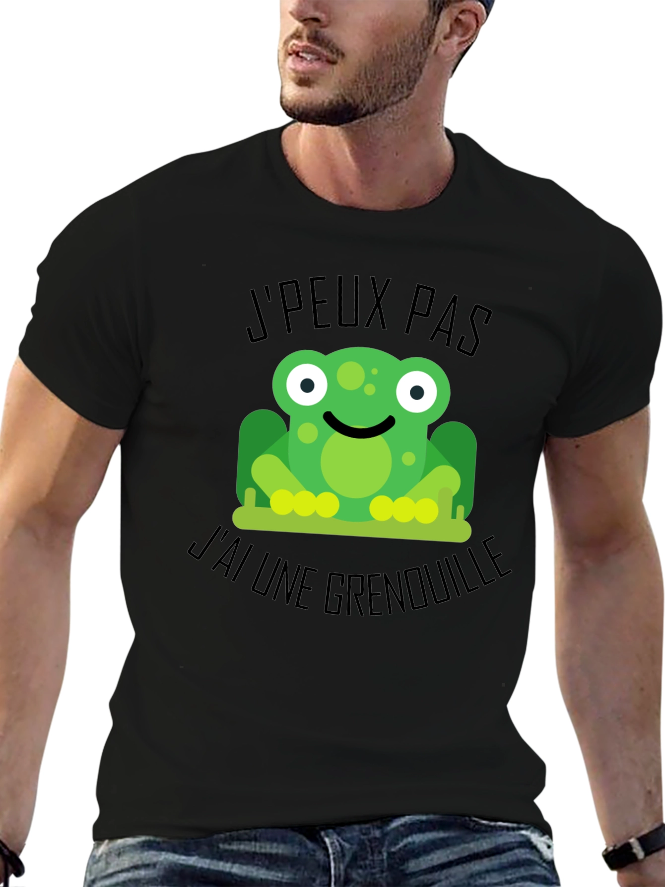 Frog Graphic Black T-Shirt: Jpeux Pas Jai Une Grenouille