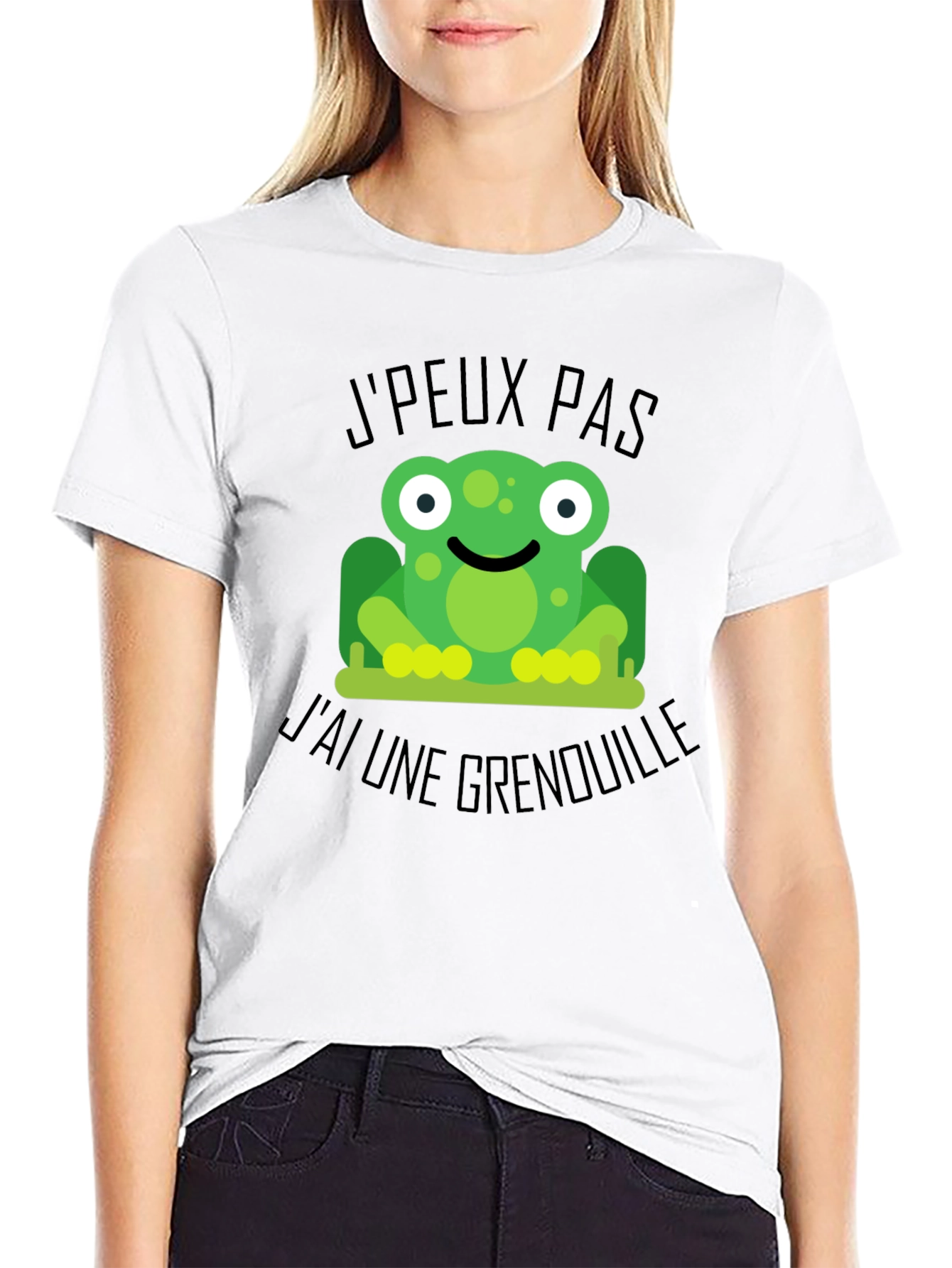 Frog Graphic Black T-Shirt: Jpeux Pas Jai Une Grenouille