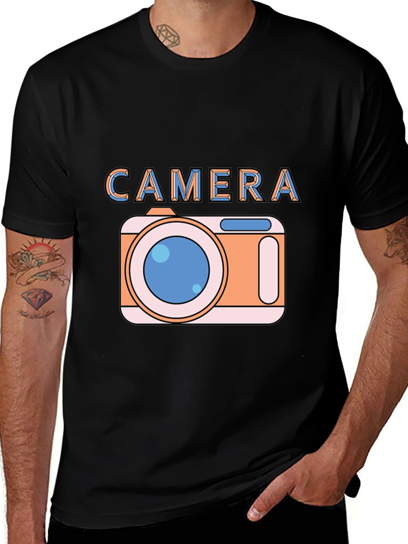 Camera Graphic Black T-Shirt for Photo Lovers