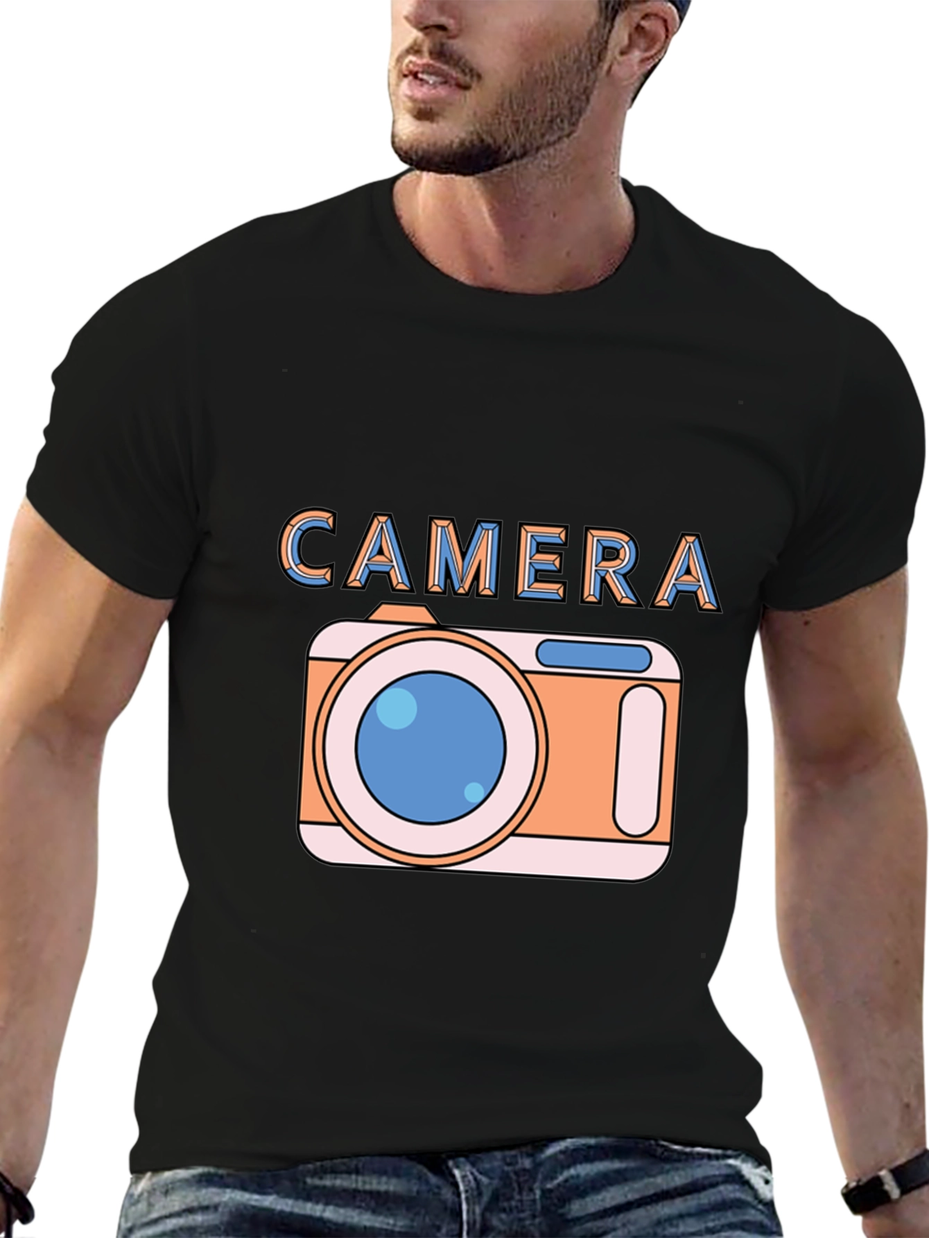 Camera Graphic Black T-Shirt for Photo Lovers