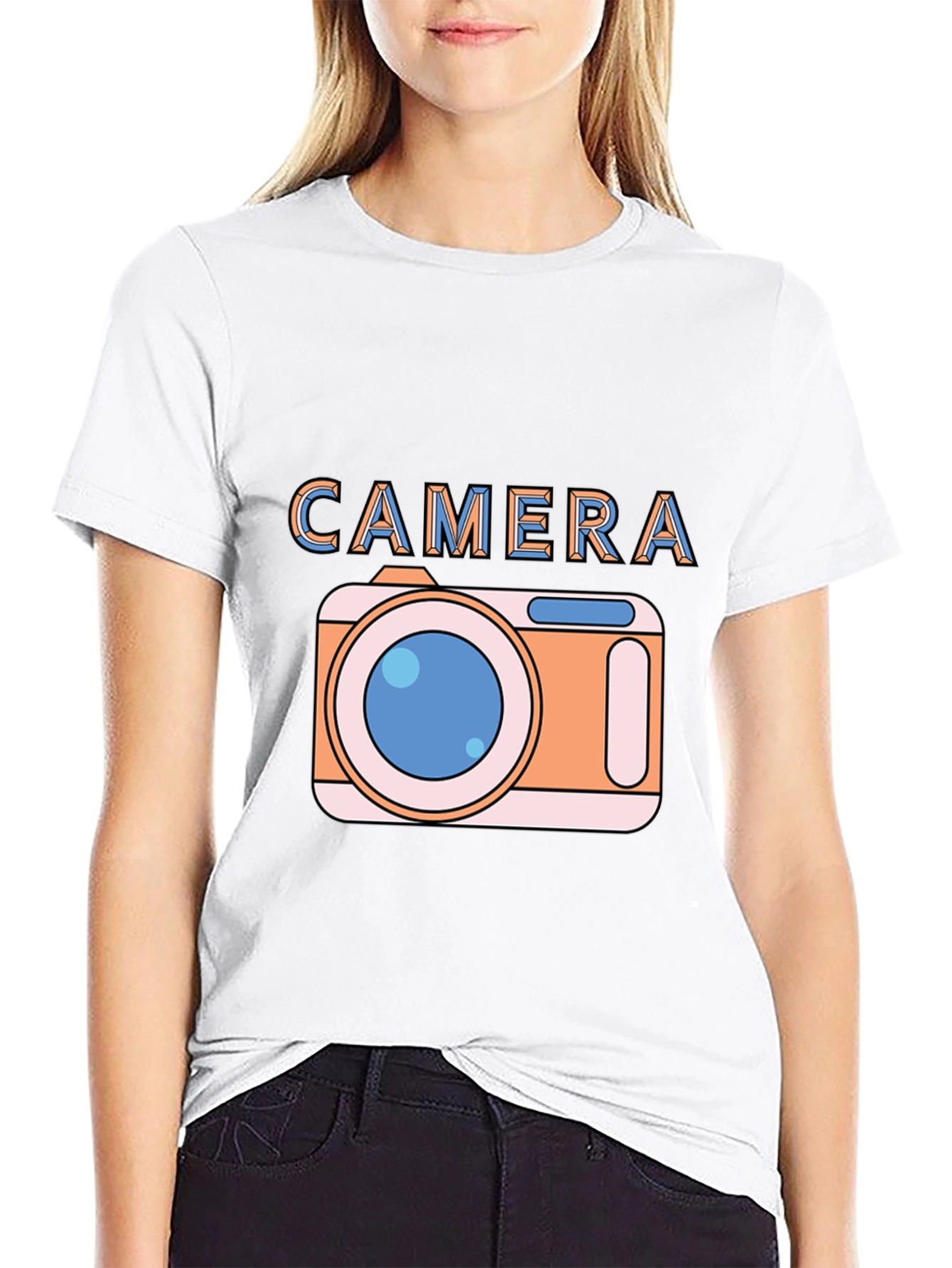 Camera Graphic Black T-Shirt for Photo Lovers