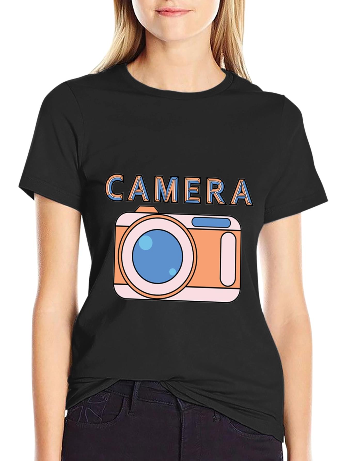 Camera Graphic Black T-Shirt for Photo Lovers