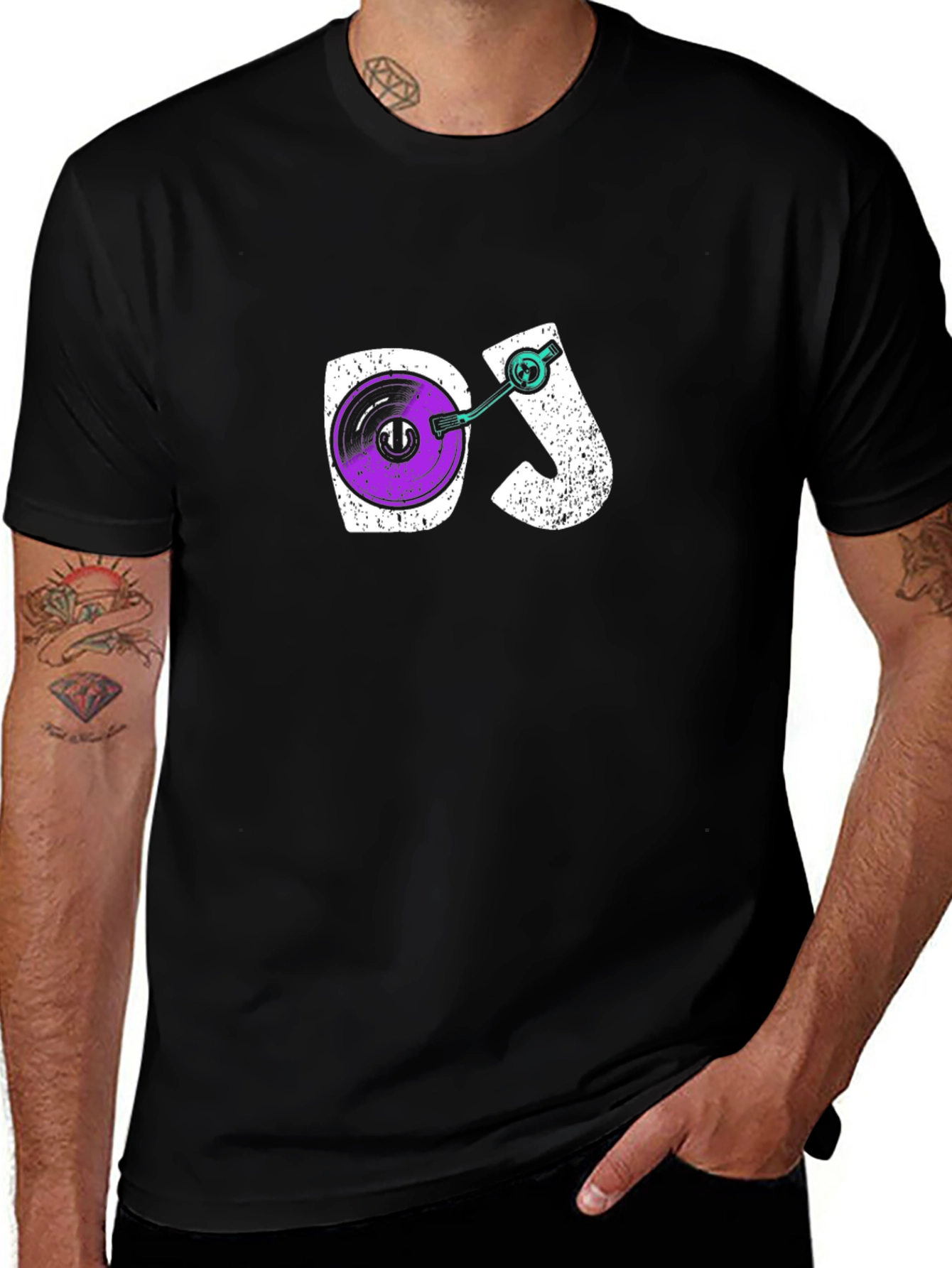 DJ Turntable Graphic Tee - Black Cotton T-Shirt