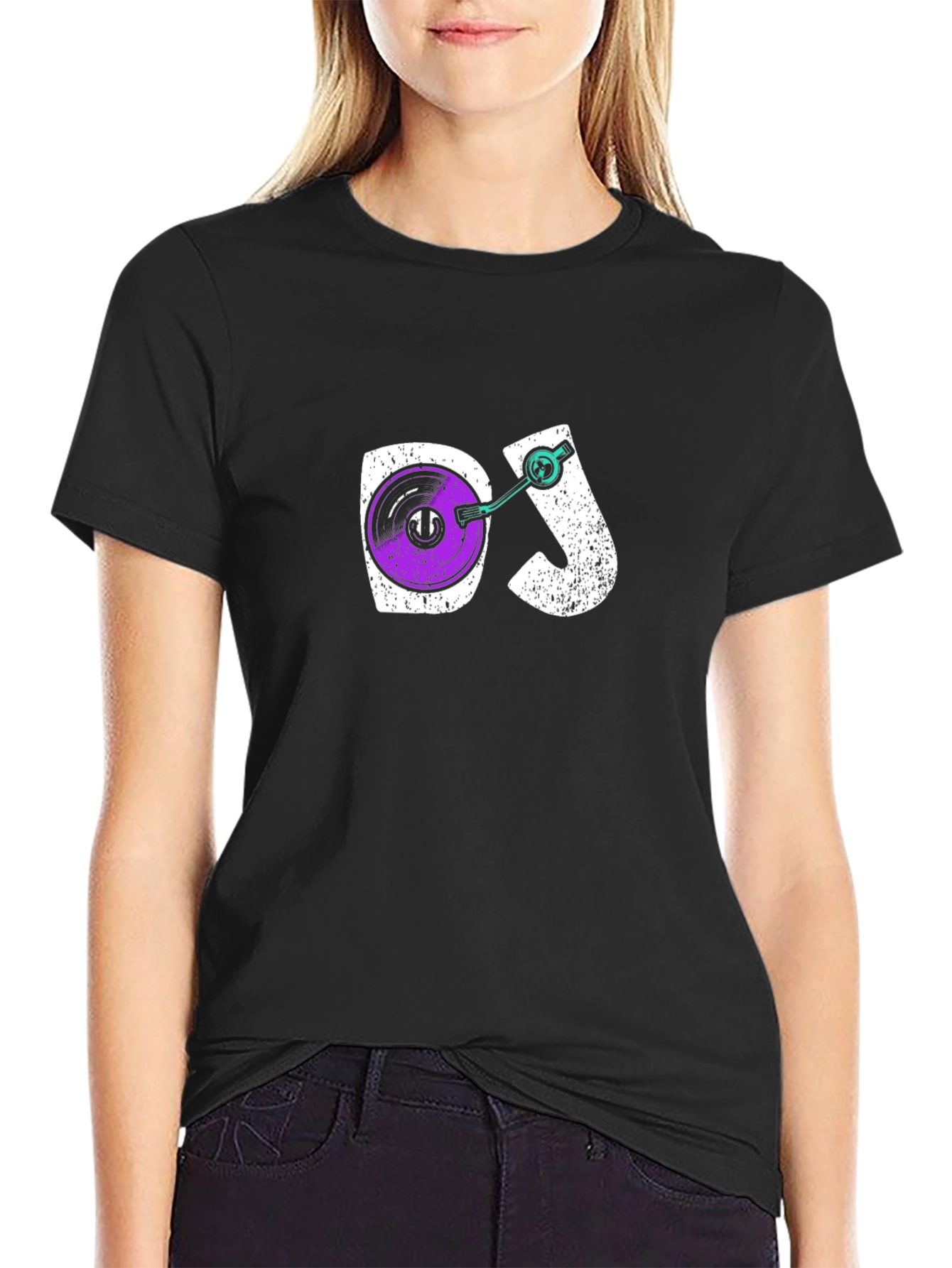 DJ Turntable Graphic Tee - Black Cotton T-Shirt