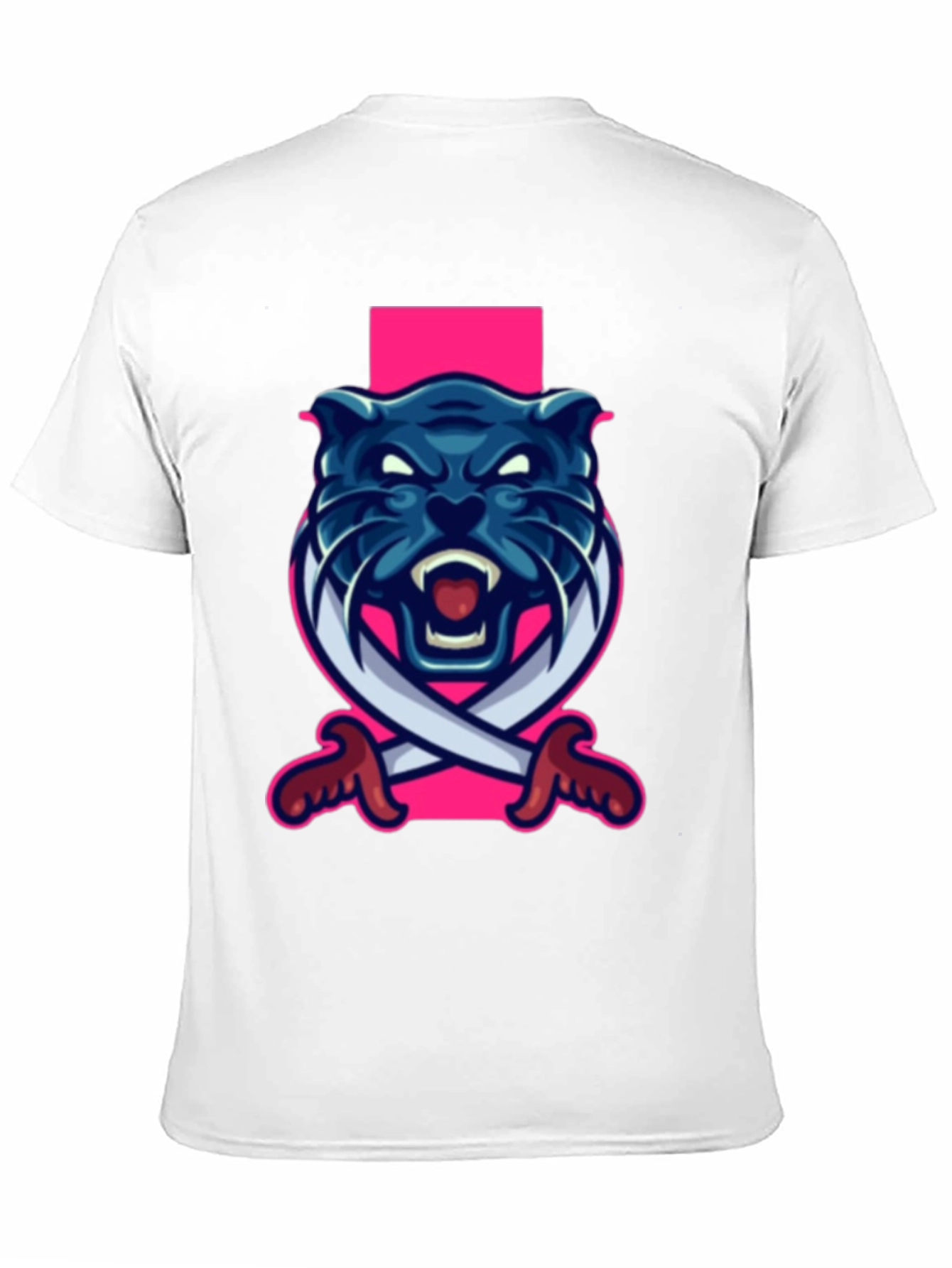 Black T-Shirt with Blue Panther Sword Graphic