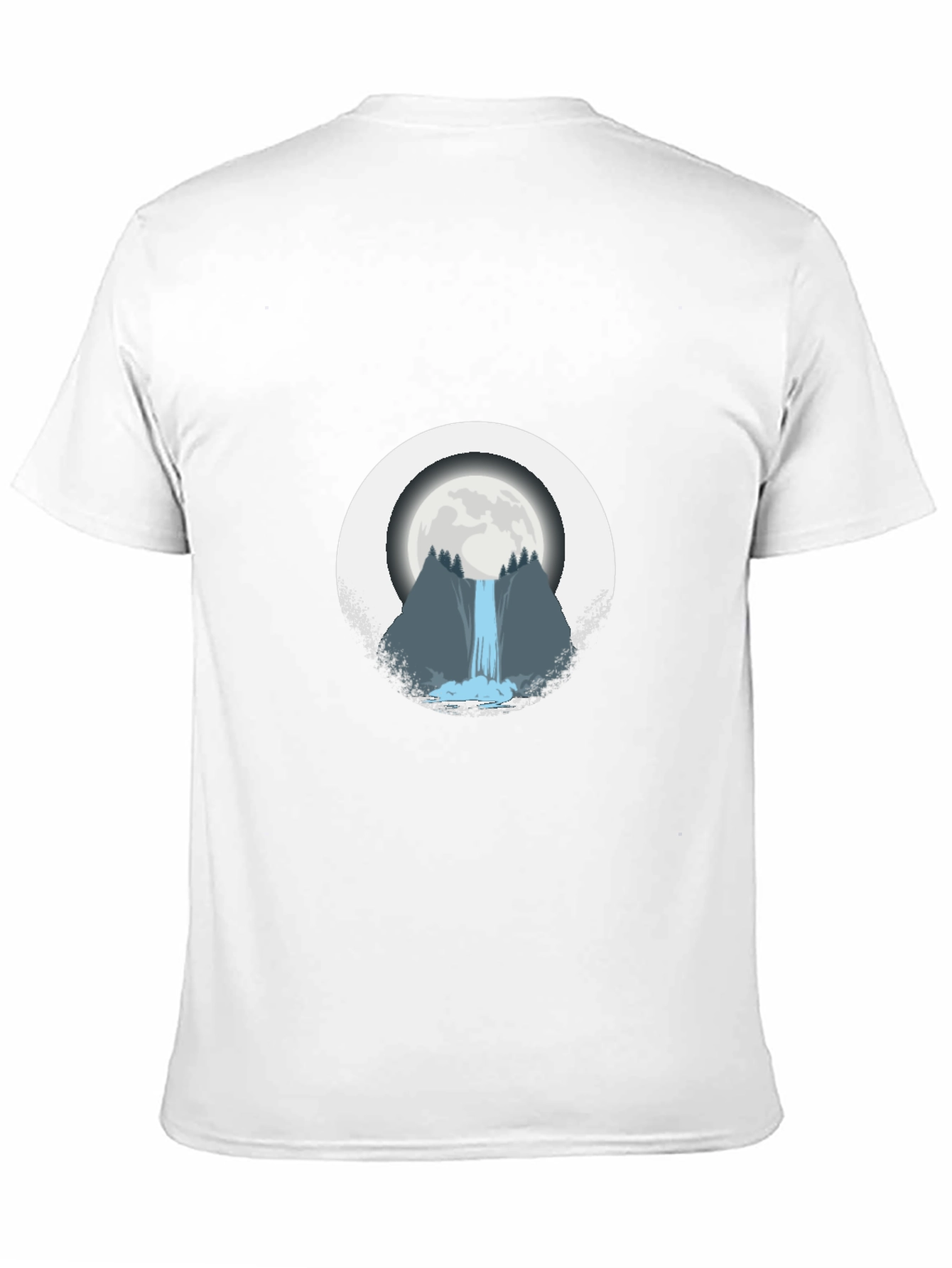 Moonlit Waterfall Graphic Tee - Black