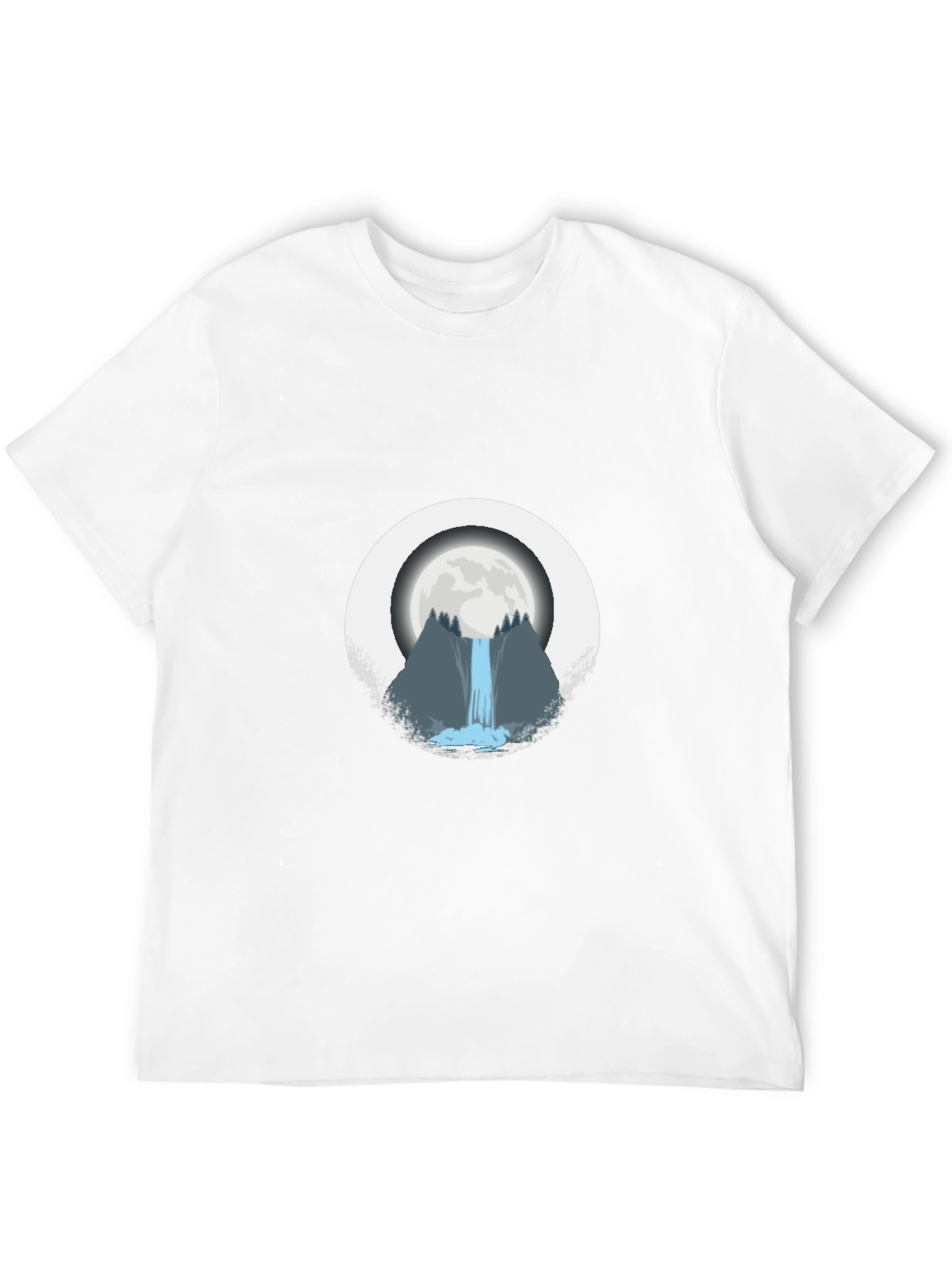Moonlit Waterfall Graphic Tee - Black