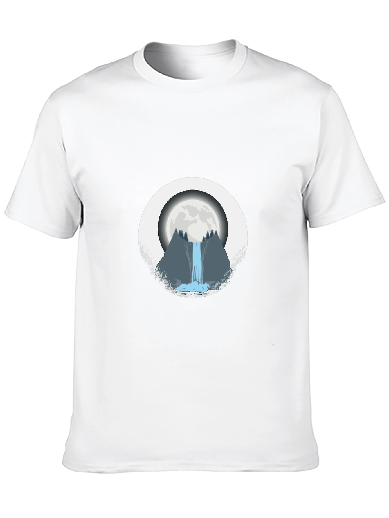Moonlit Waterfall Graphic Tee - Black