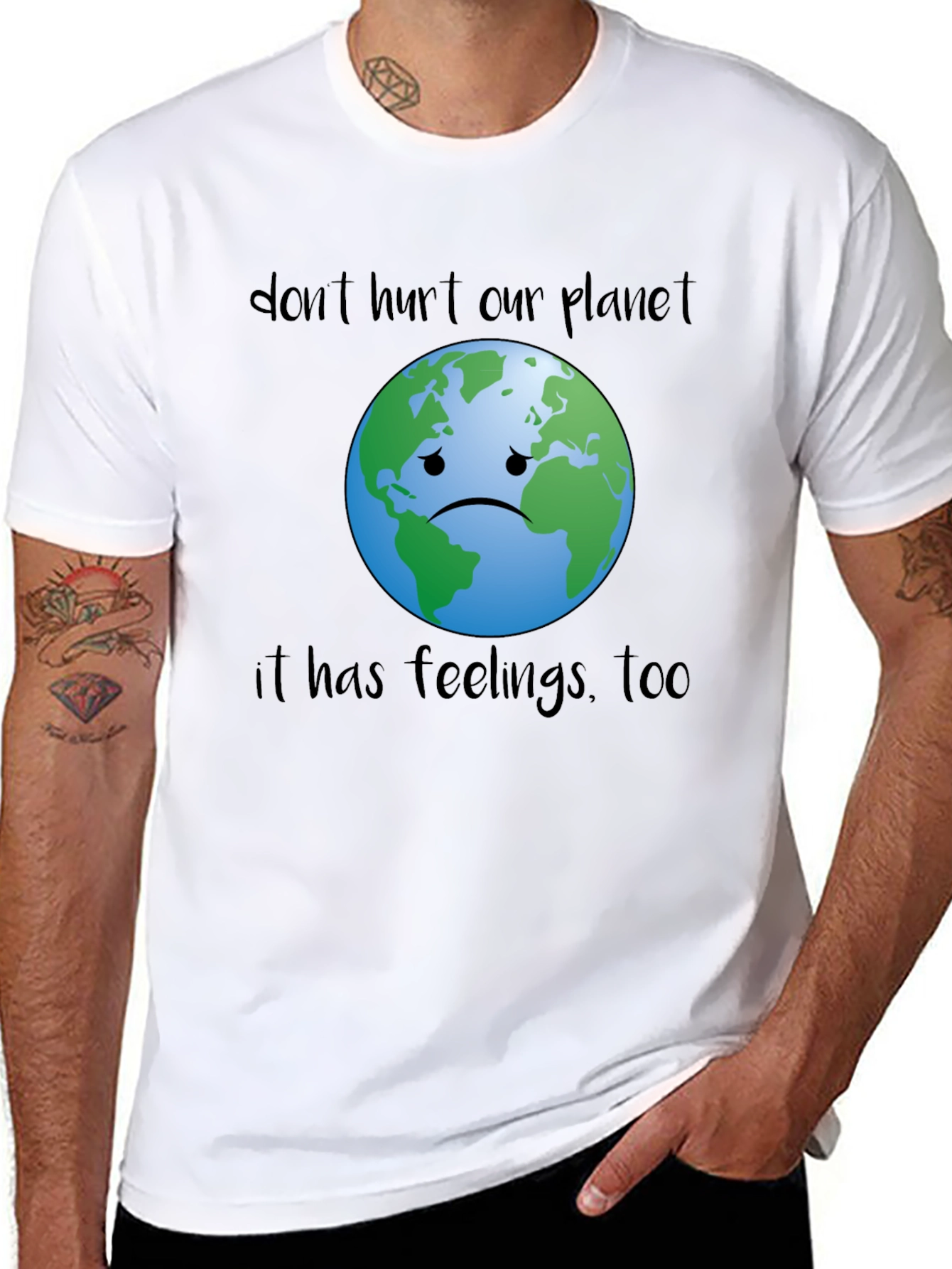 Sad Earth Graphic Tee - Save the Planet T-Shirt