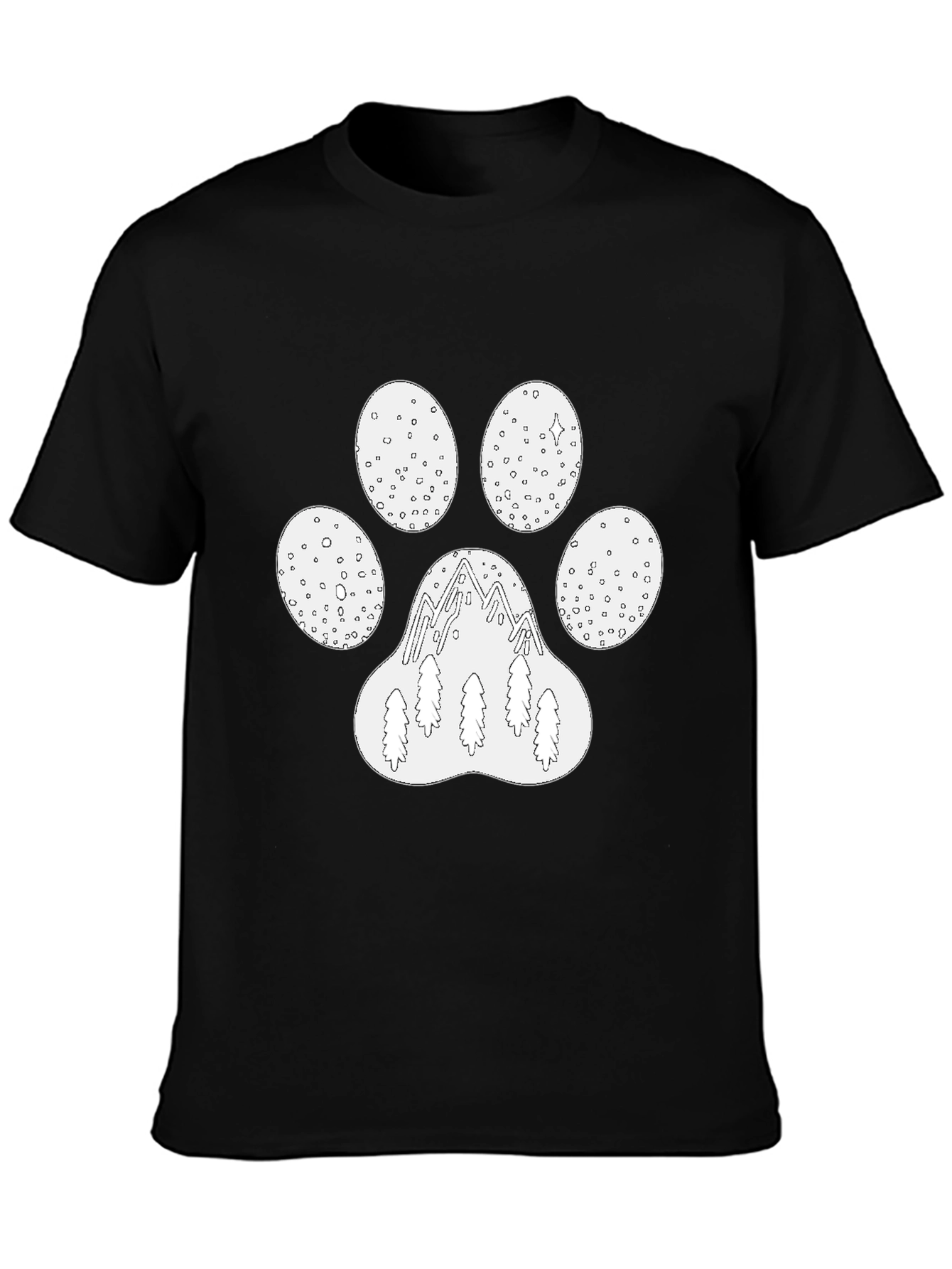 Mountain Paw Print Graphic Tee - Black