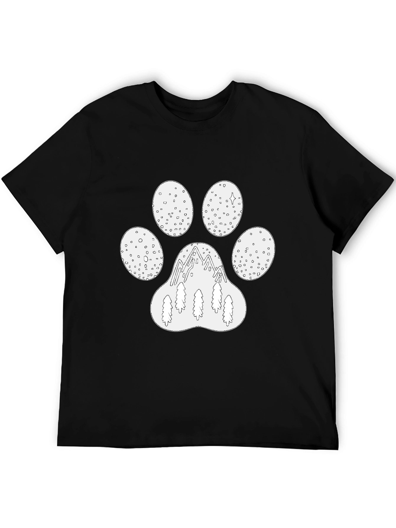 Mountain Paw Print Graphic Tee - Black
