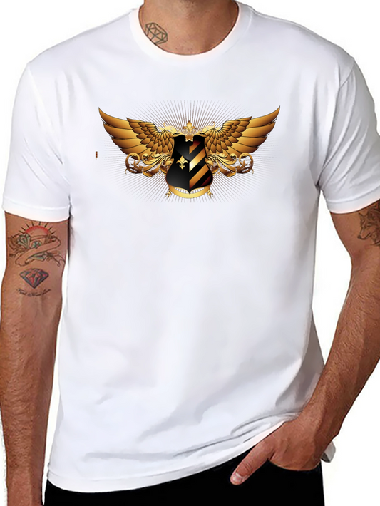 Embroidered Winged Shield Black T-Shirt