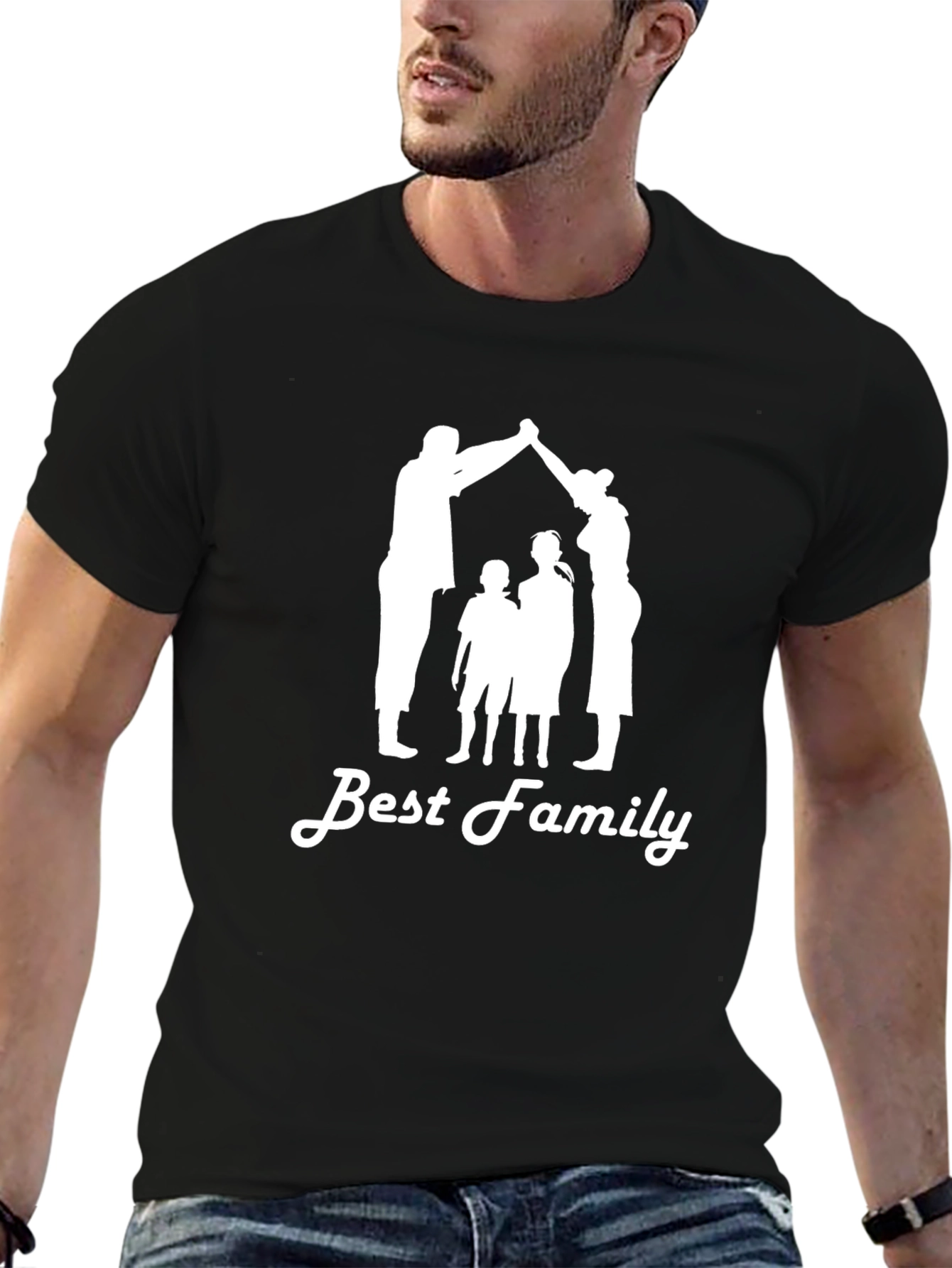 Best Family Graphic Print Black T-Shirt