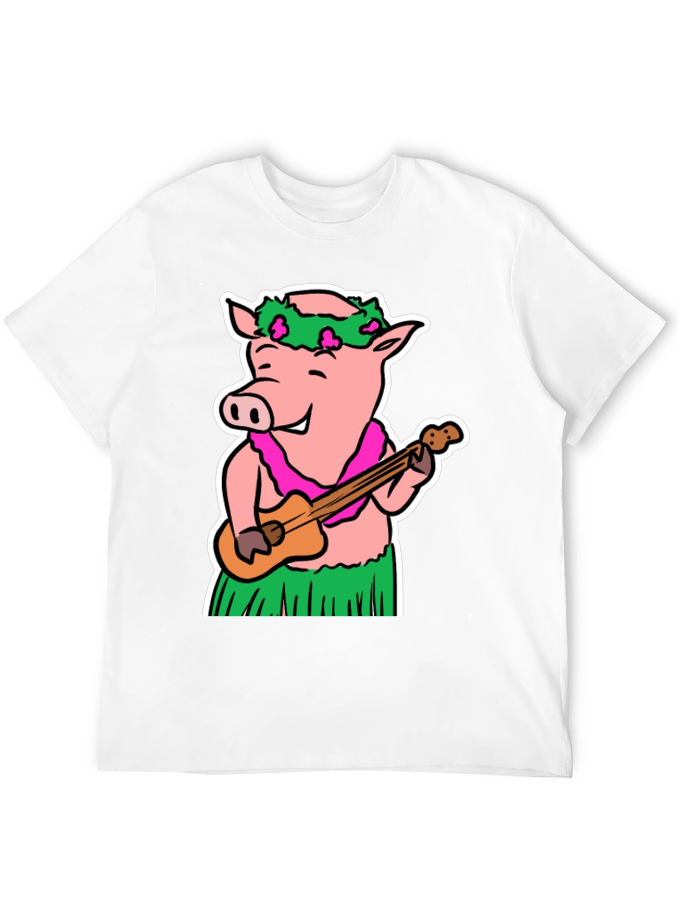 Hawaiian Pig T-Shirt - Ukulele & Hula Design