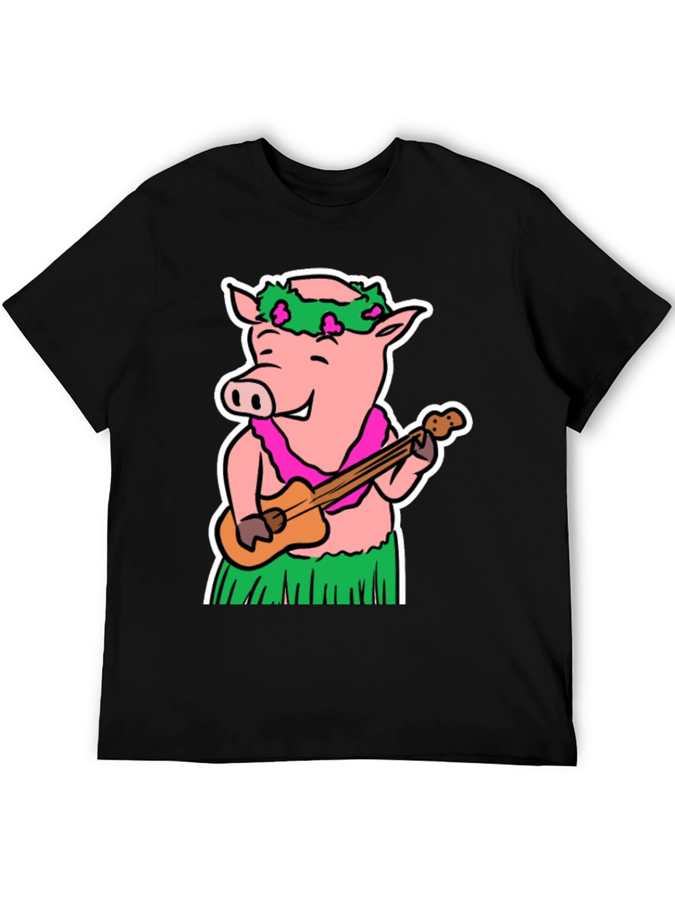 Hawaiian Pig T-Shirt - Ukulele & Hula Design