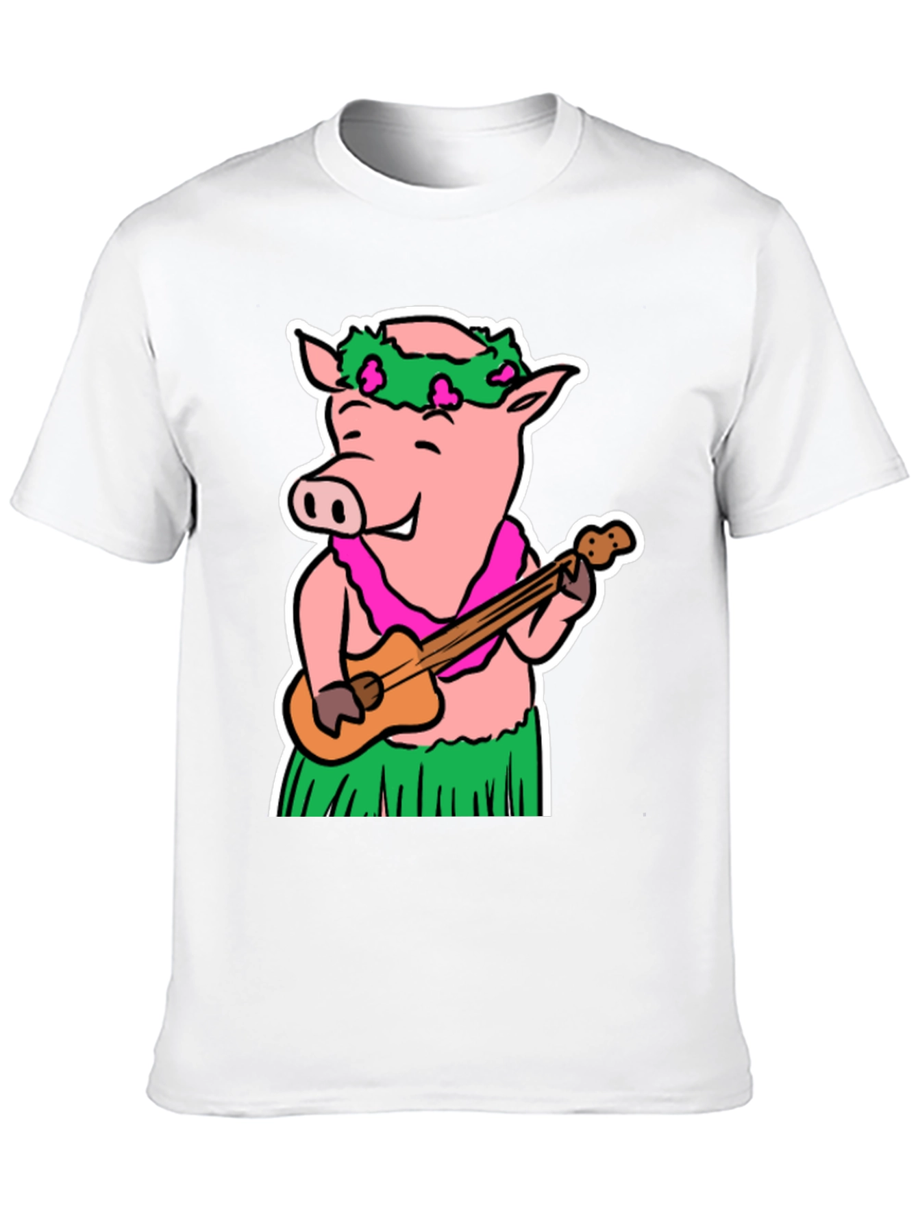 Hawaiian Pig T-Shirt - Ukulele & Hula Design