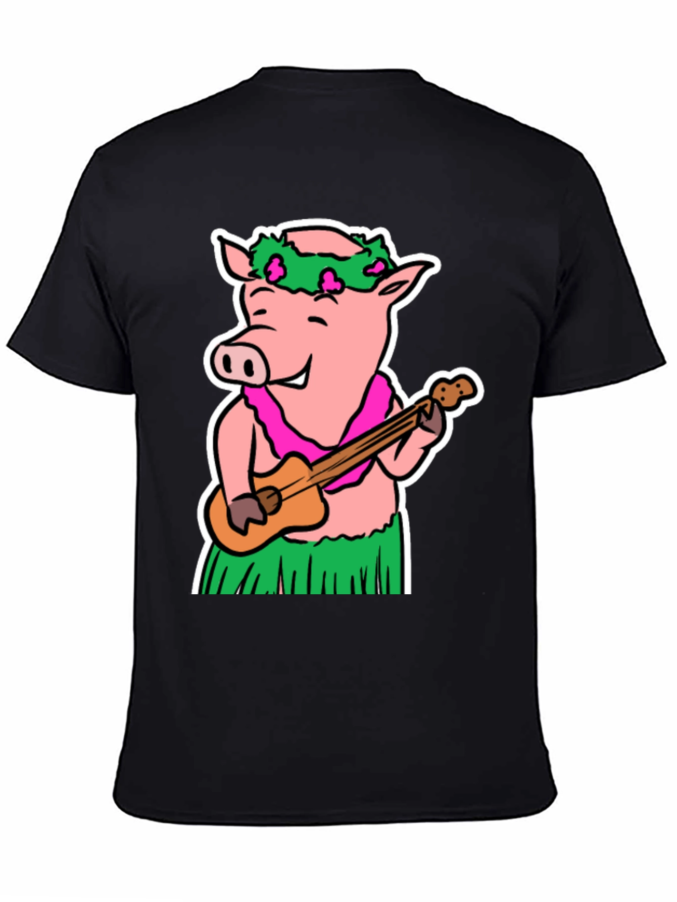 Hawaiian Pig T-Shirt - Ukulele & Hula Design