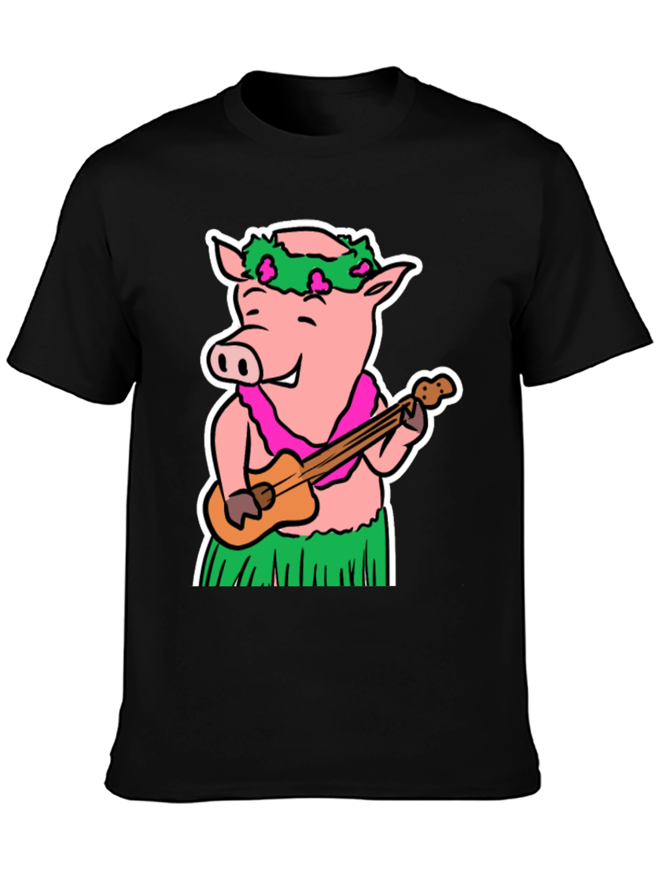 Hawaiian Pig T-Shirt - Ukulele & Hula Design