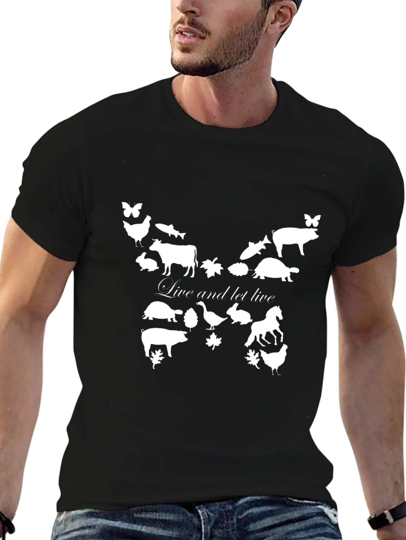 Live and Let Live Vegan Graphic Tee - Black
