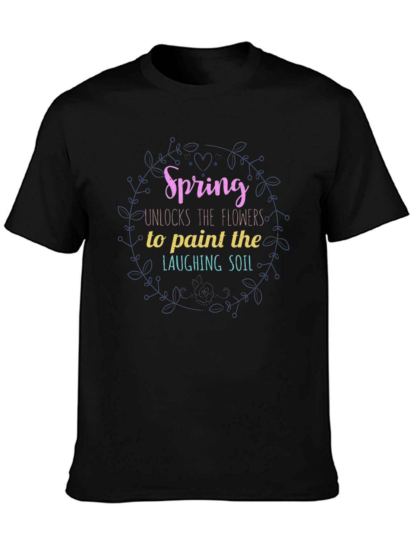 Spring Flowers Graphic Tee - Mens Black T-Shirt