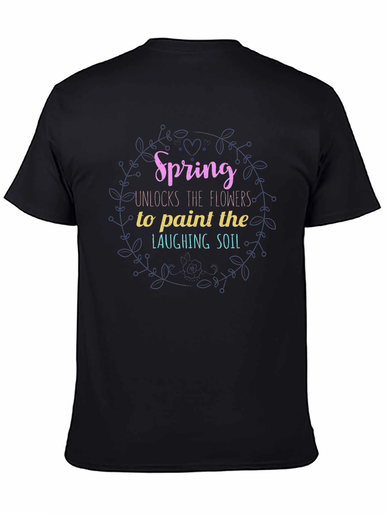 Spring Flowers Graphic Tee - Mens Black T-Shirt