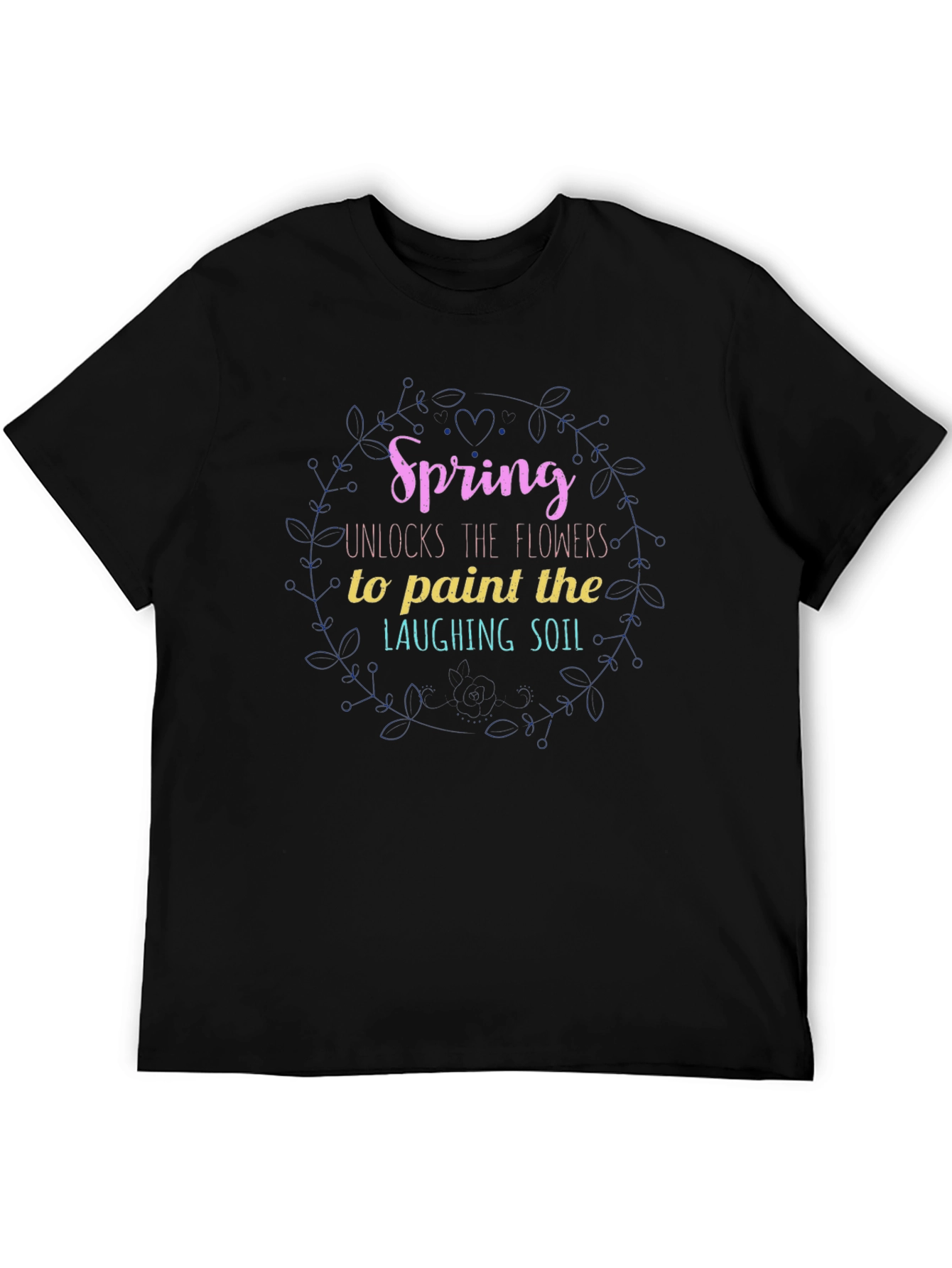 Spring Flowers Graphic Tee - Mens Black T-Shirt