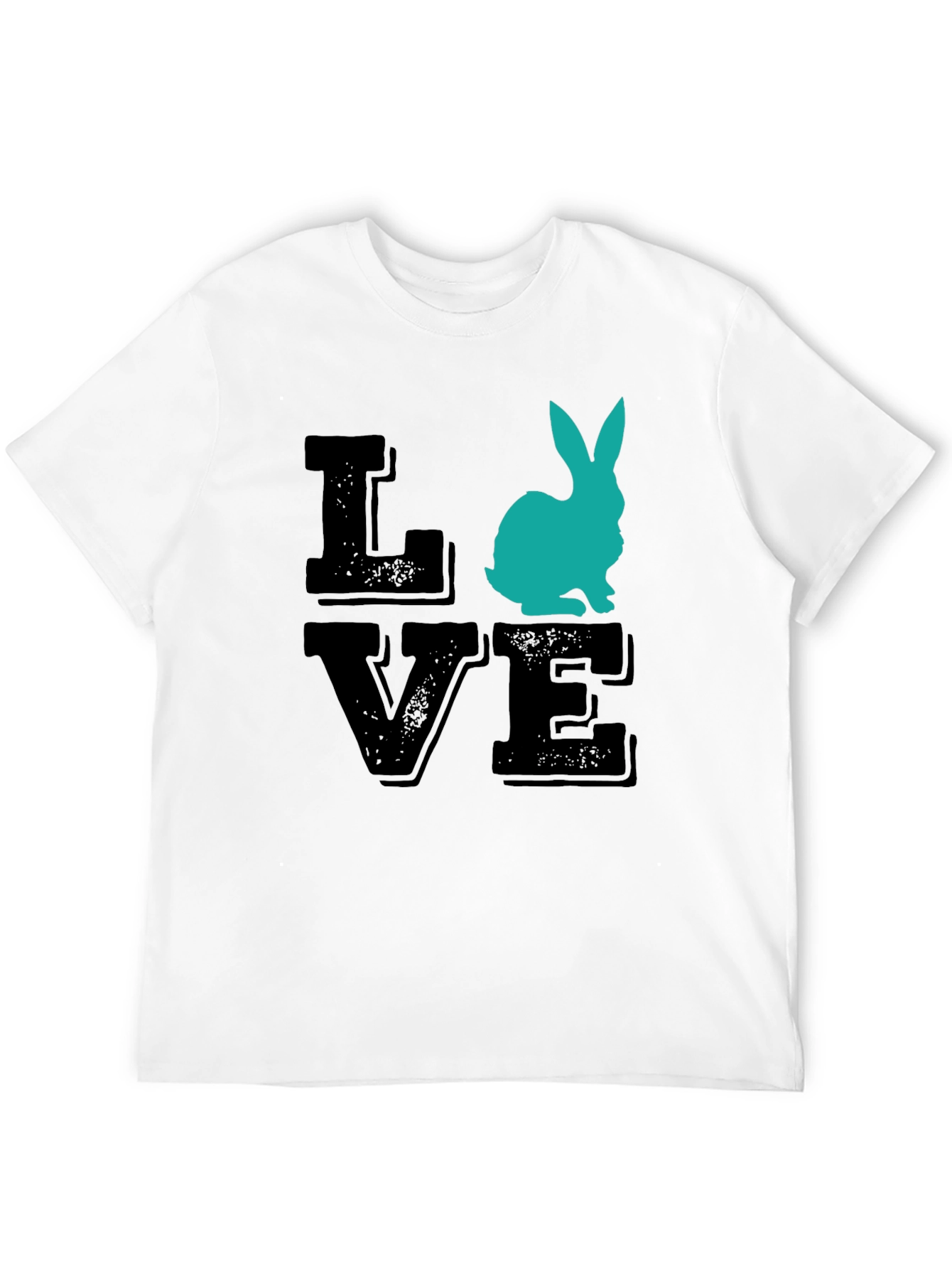 Love Bunny Graphic Tee - Black Cotton T-Shirt