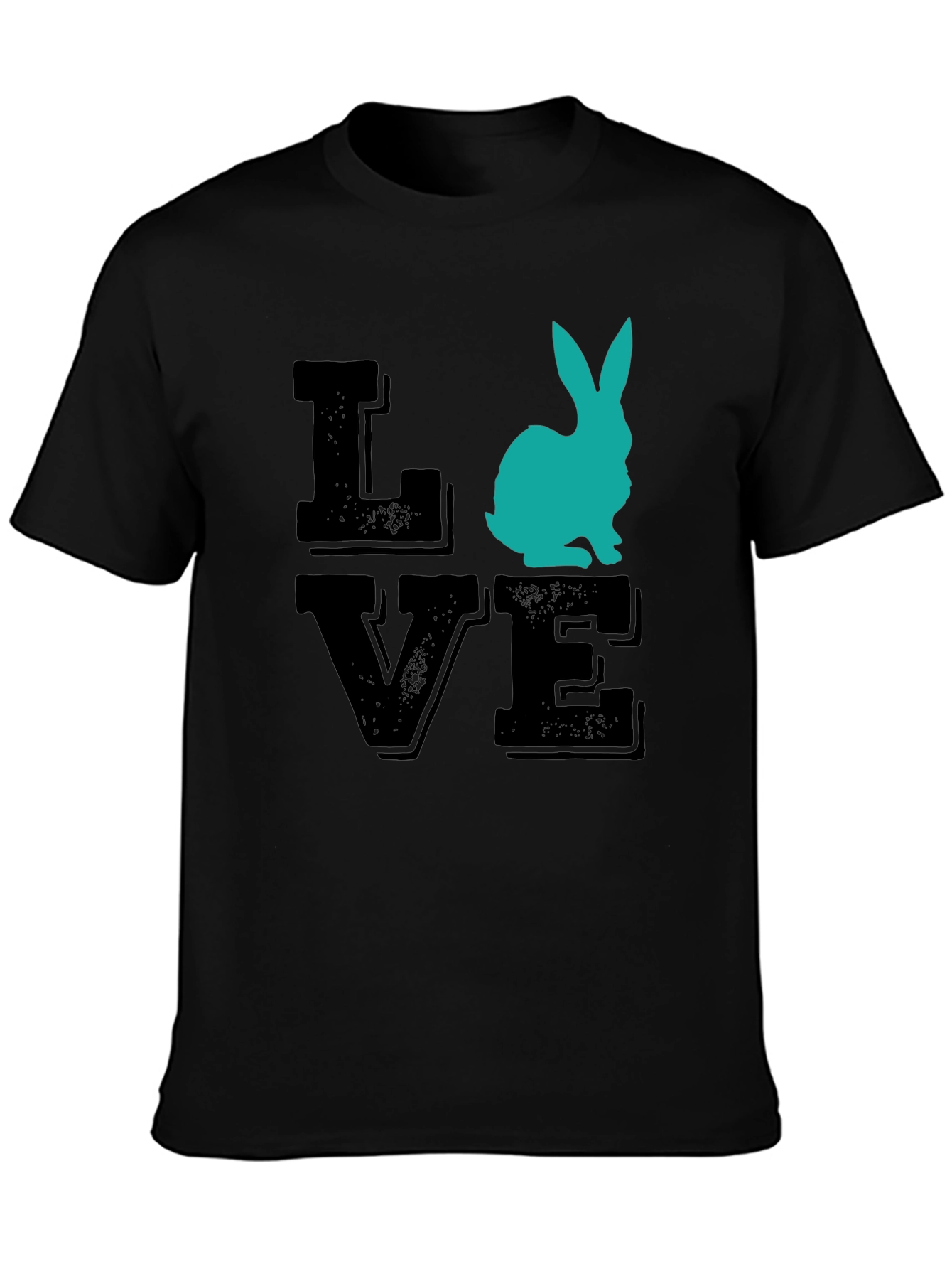 Love Bunny Graphic Tee - Black Cotton T-Shirt