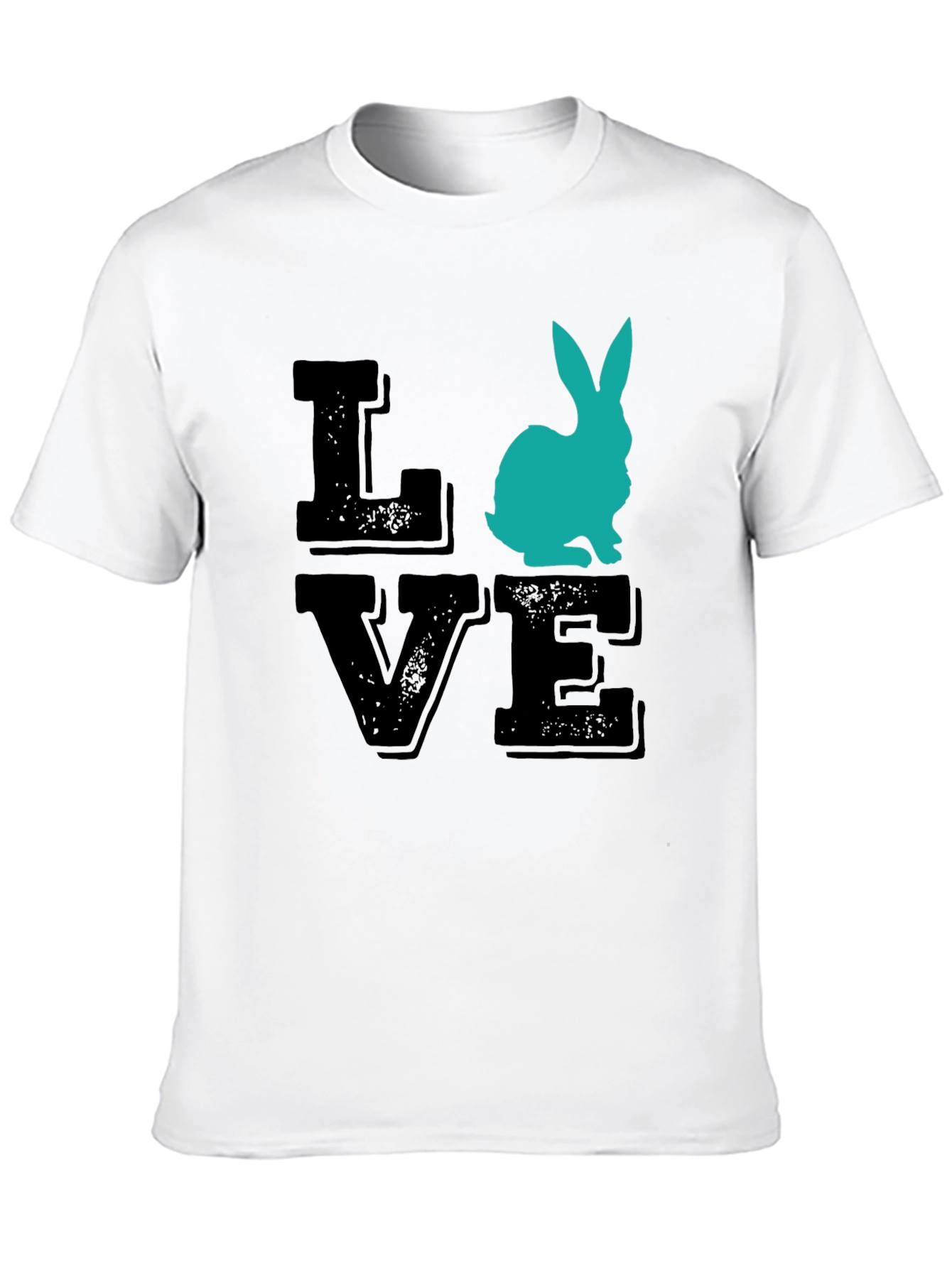 Love Bunny Graphic Tee - Black Cotton T-Shirt