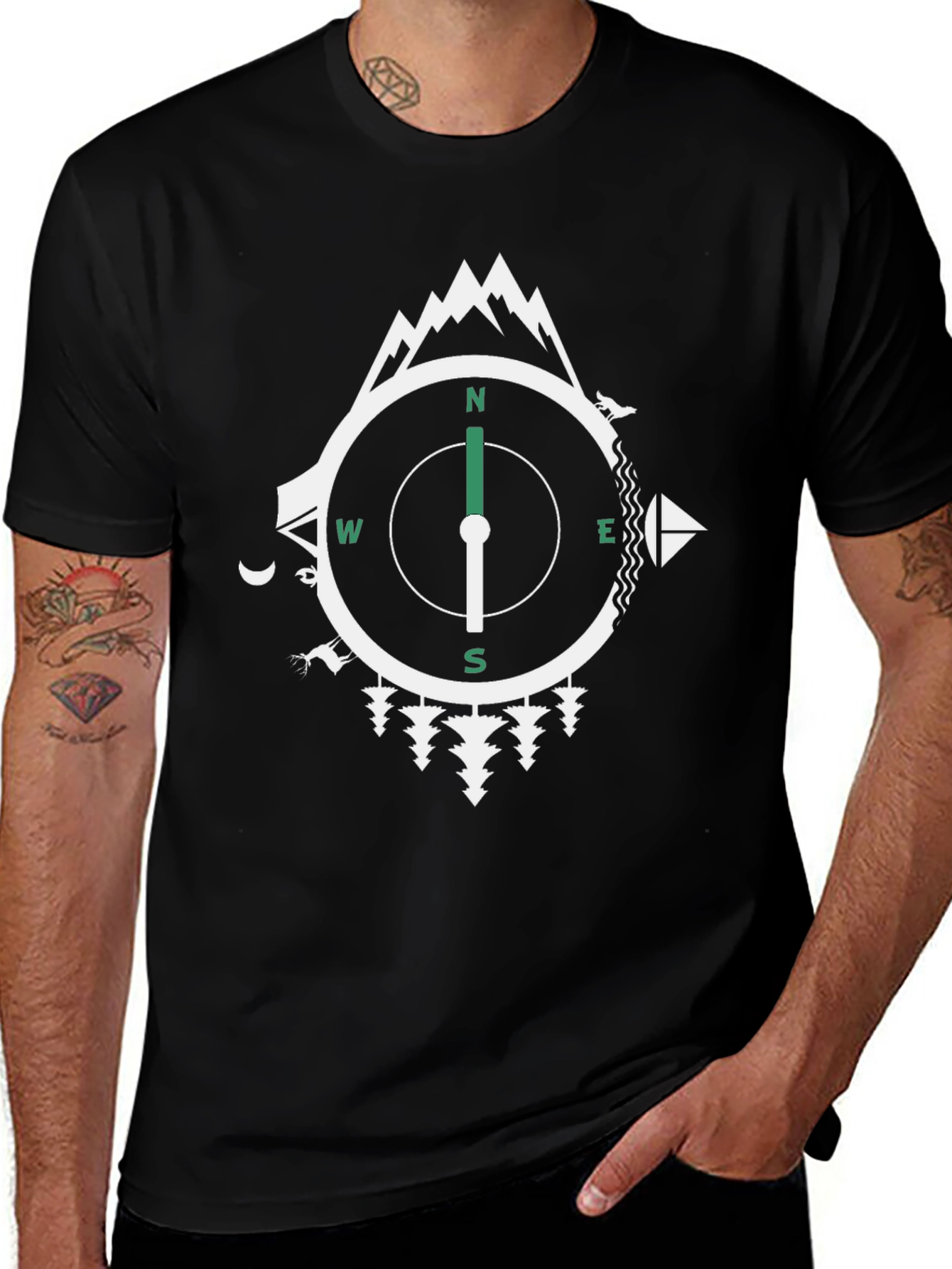 Adventure Compass Graphic Tee - Black