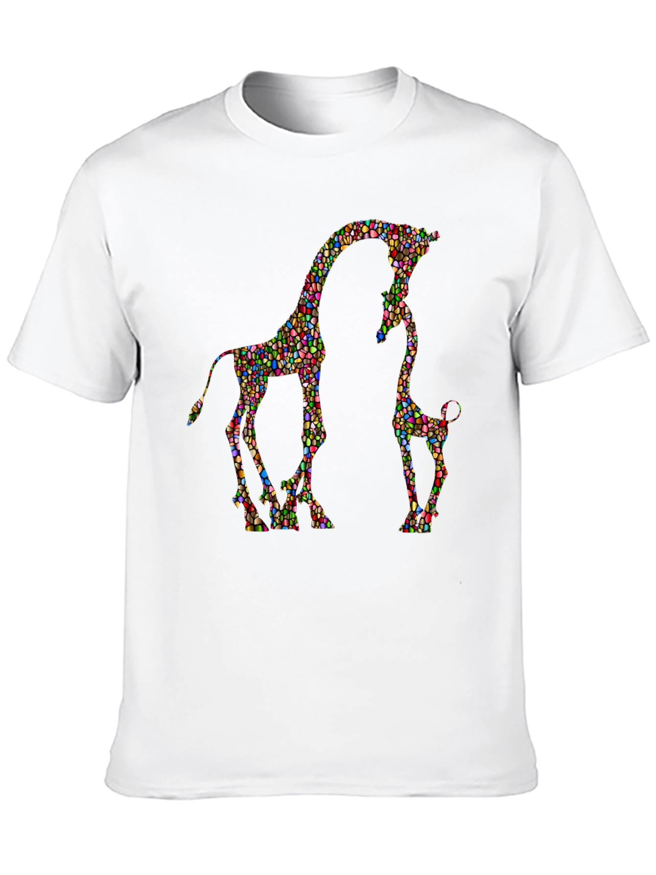 Giraffe Family Mosaic Graphic T-Shirt