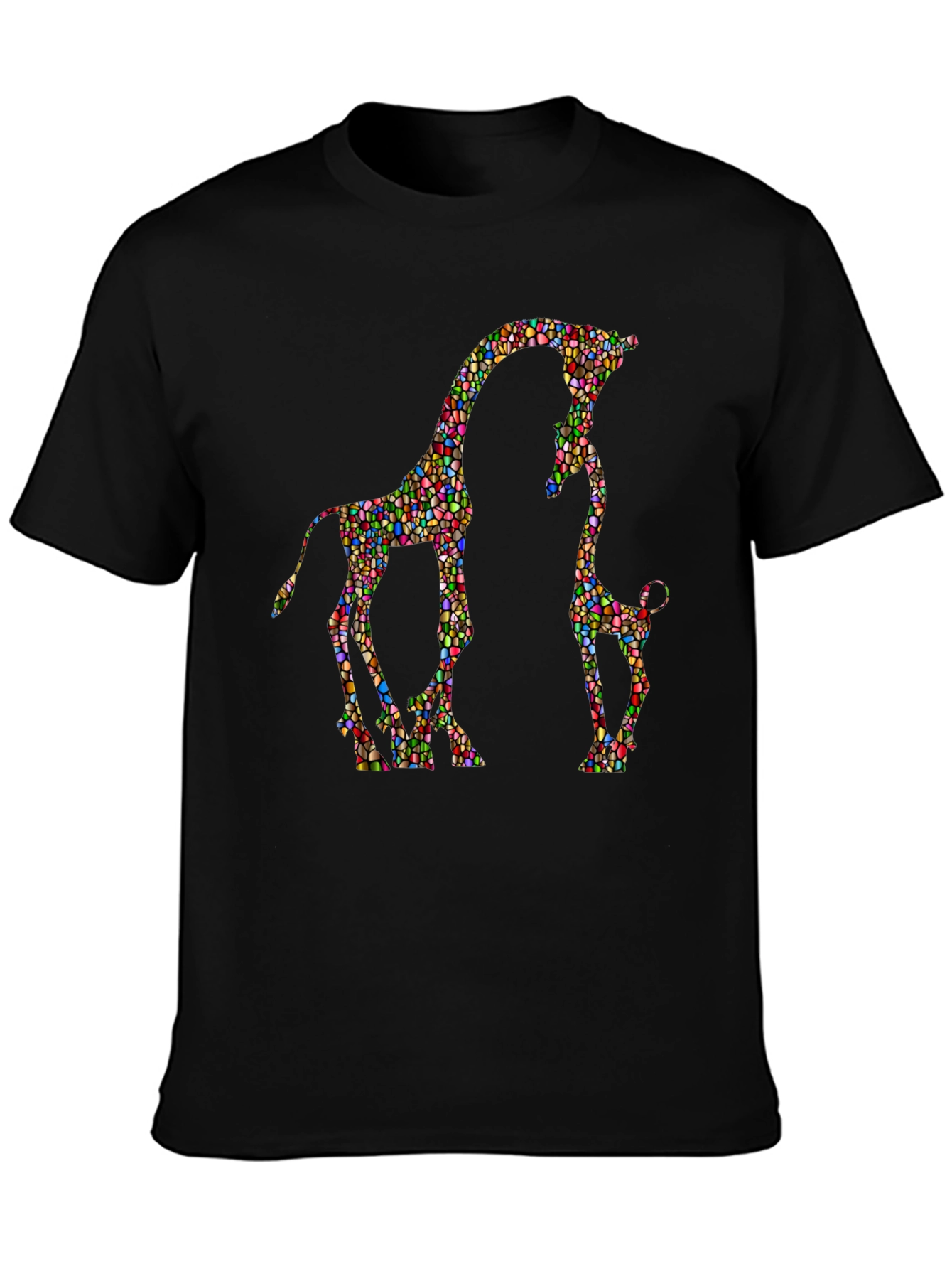 Giraffe Family Mosaic Graphic T-Shirt