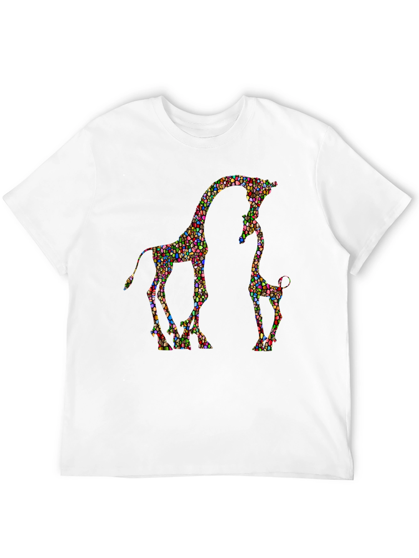 Giraffe Family Mosaic Graphic T-Shirt