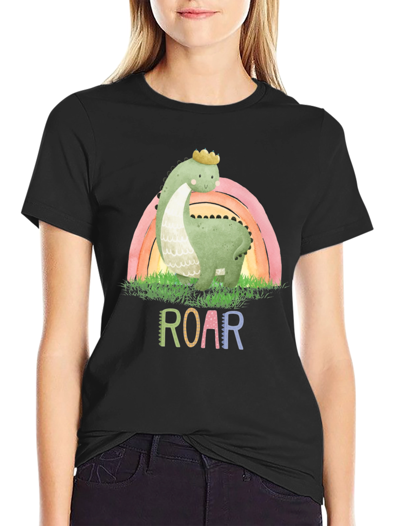 Cute Dinosaur T-Shirt - Rainbow Brontosaurus