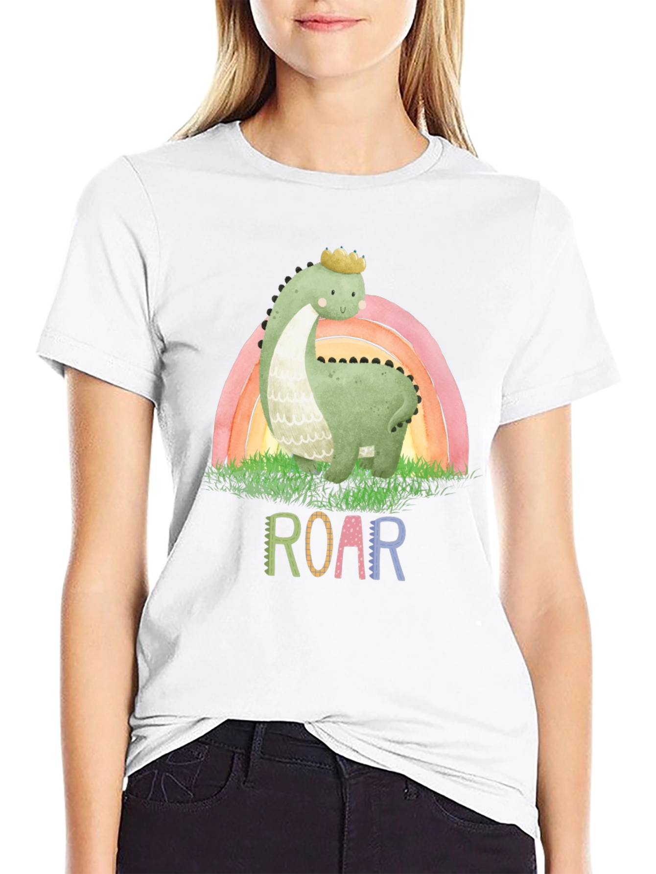 Cute Dinosaur T-Shirt - Rainbow Brontosaurus