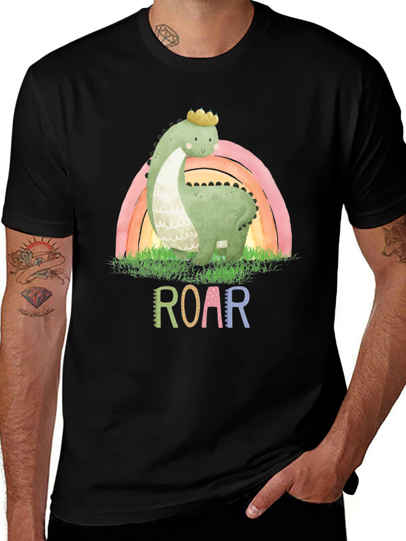 Cute Dinosaur T-Shirt - Rainbow Brontosaurus