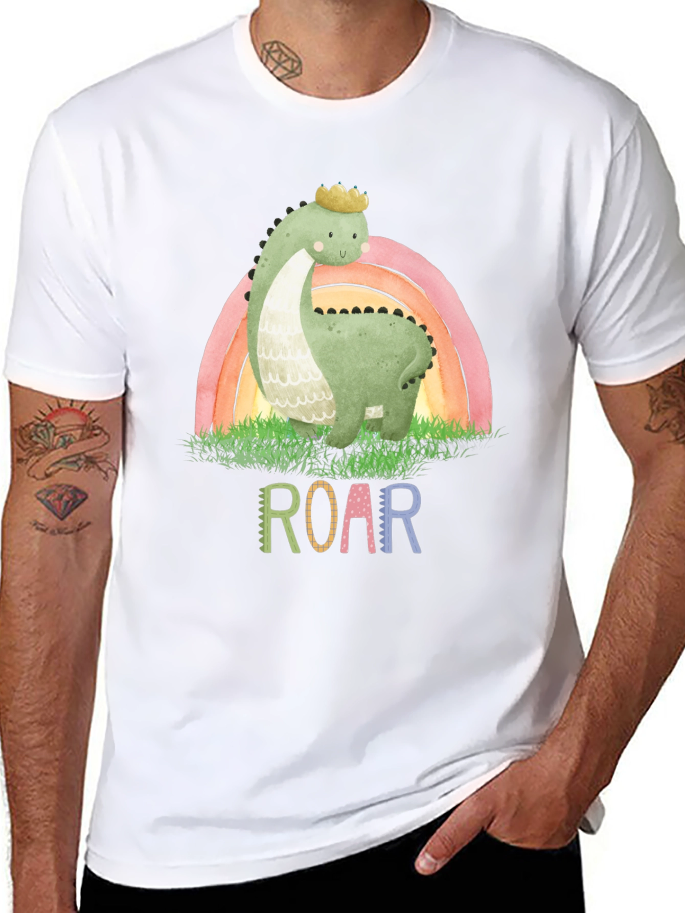 Cute Dinosaur T-Shirt - Rainbow Brontosaurus