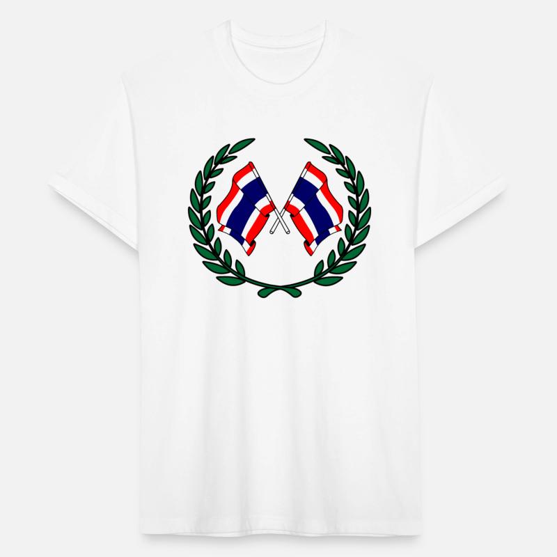 Flags Thailand in laurel wreath