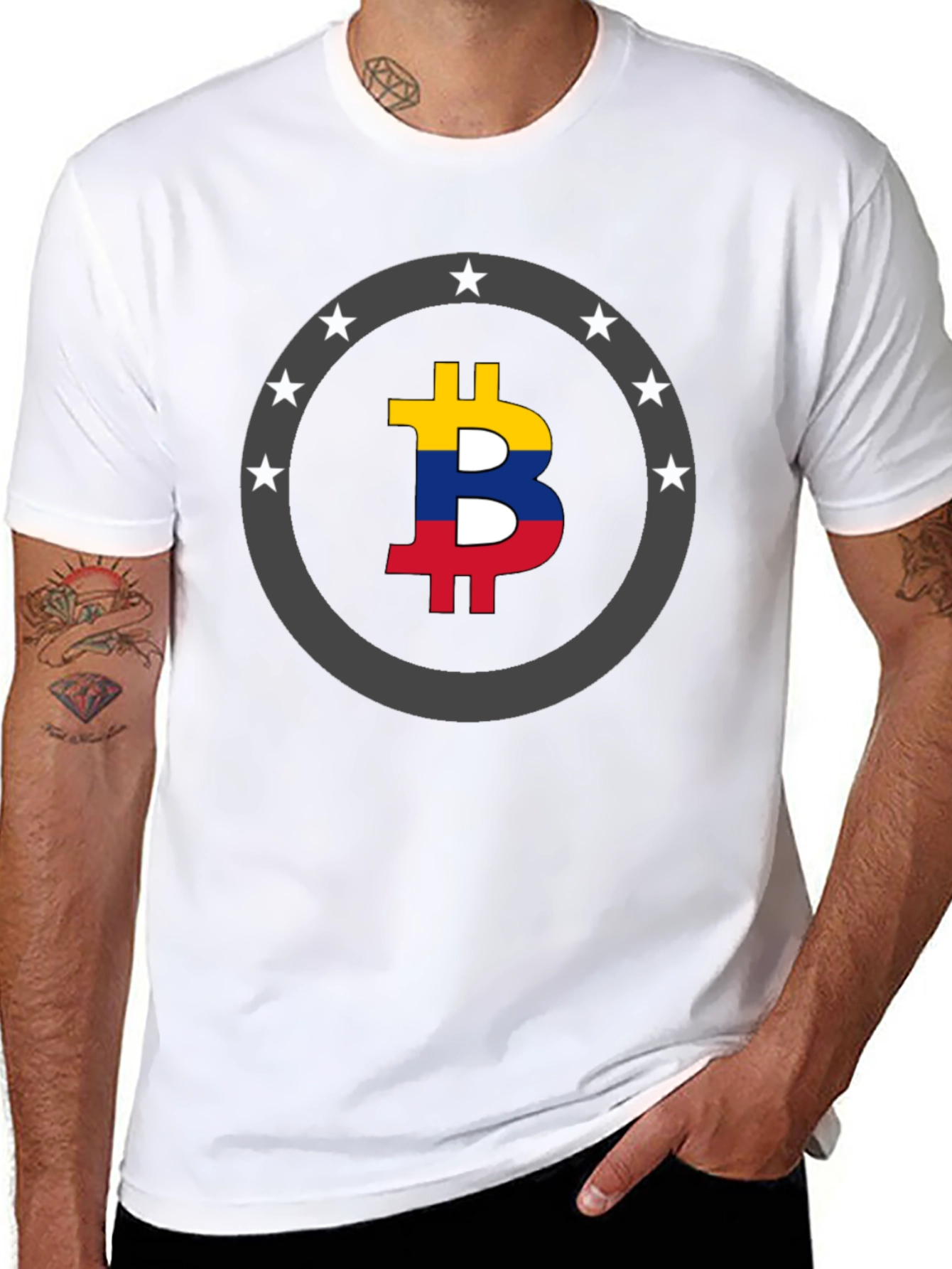 Colombia Flag Bitcoin Star T-Shirt