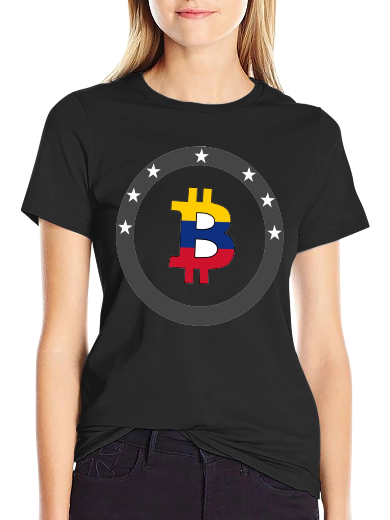 Colombia Flag Bitcoin Star T-Shirt