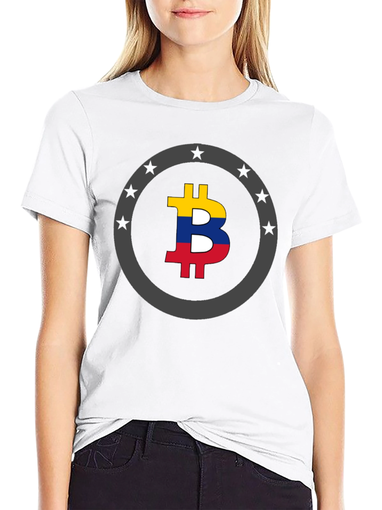 Colombia Flag Bitcoin Star T-Shirt