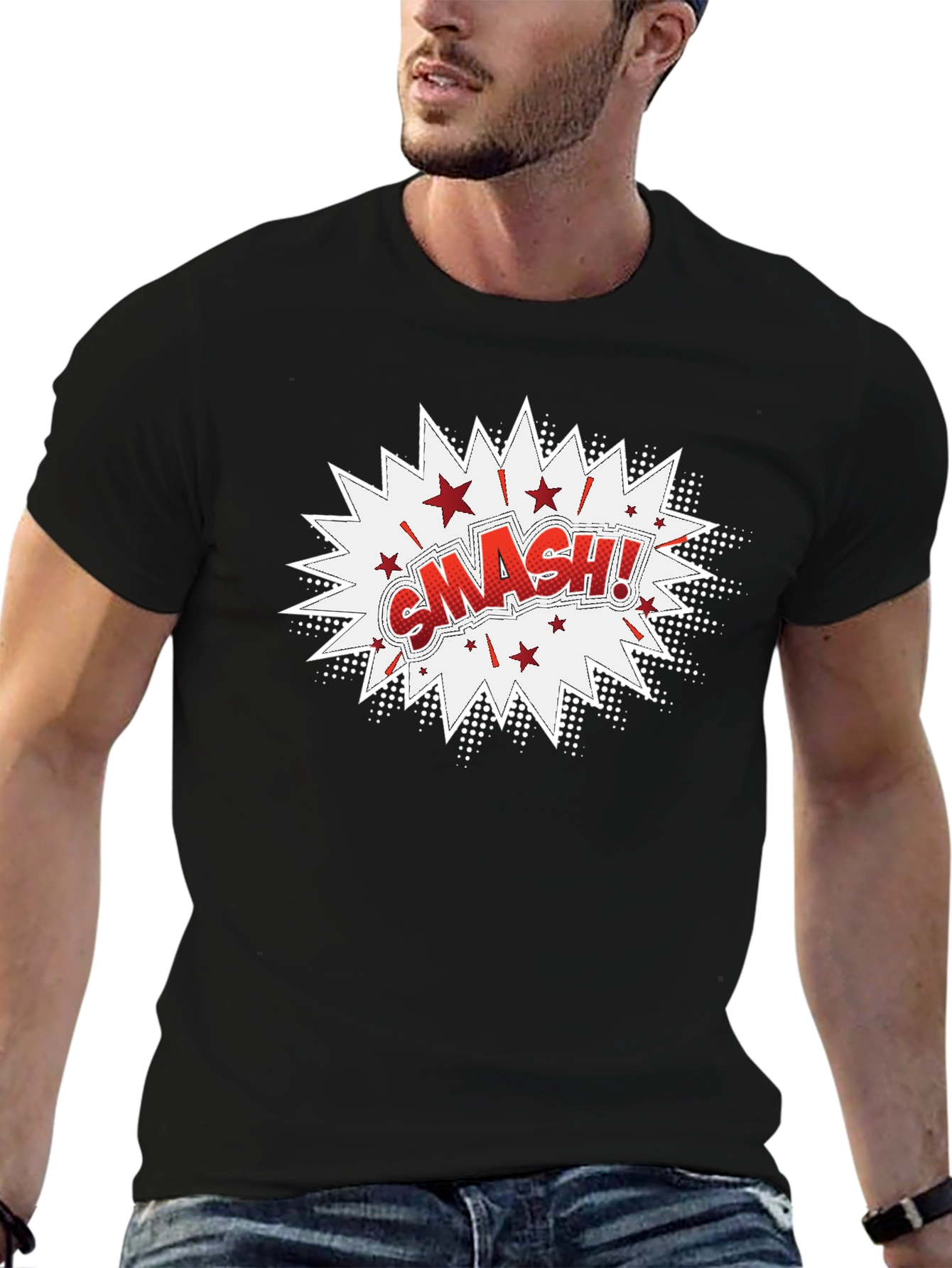 Smash! Graphic Print Black T-Shirt