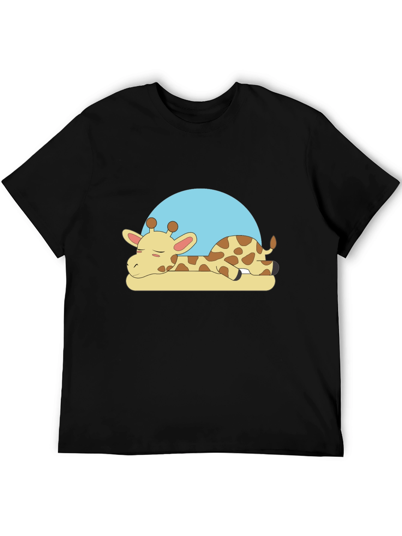 Sleeping Giraffe Graphic Tee - Black Cotton Comfort