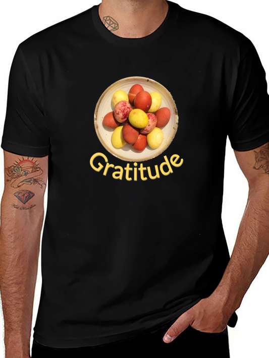 Gratitude T-Shirt: Colorful Egg Design Soft Cotton Blend