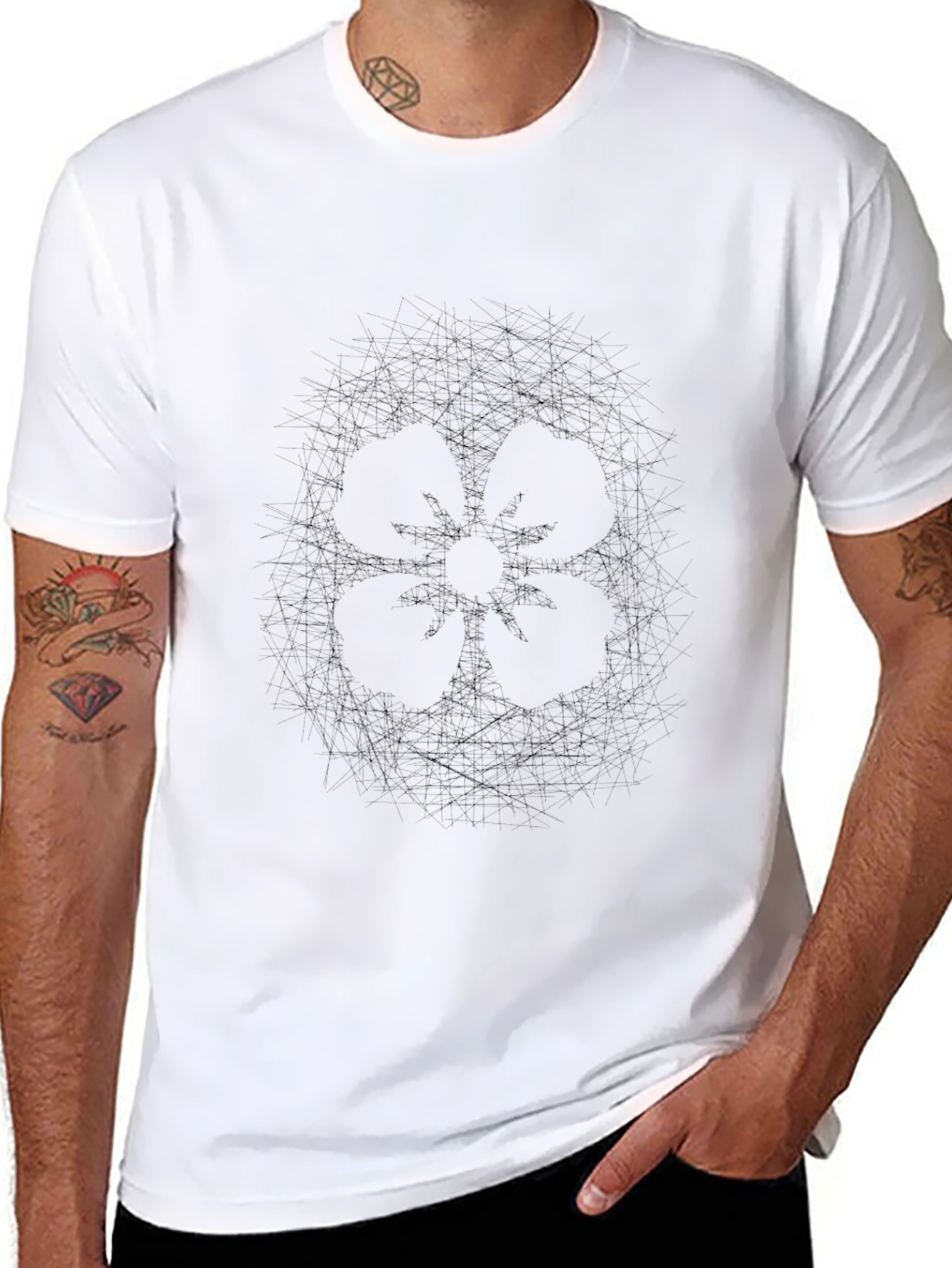 Abstract Floral Graphic Print Black T-Shirt