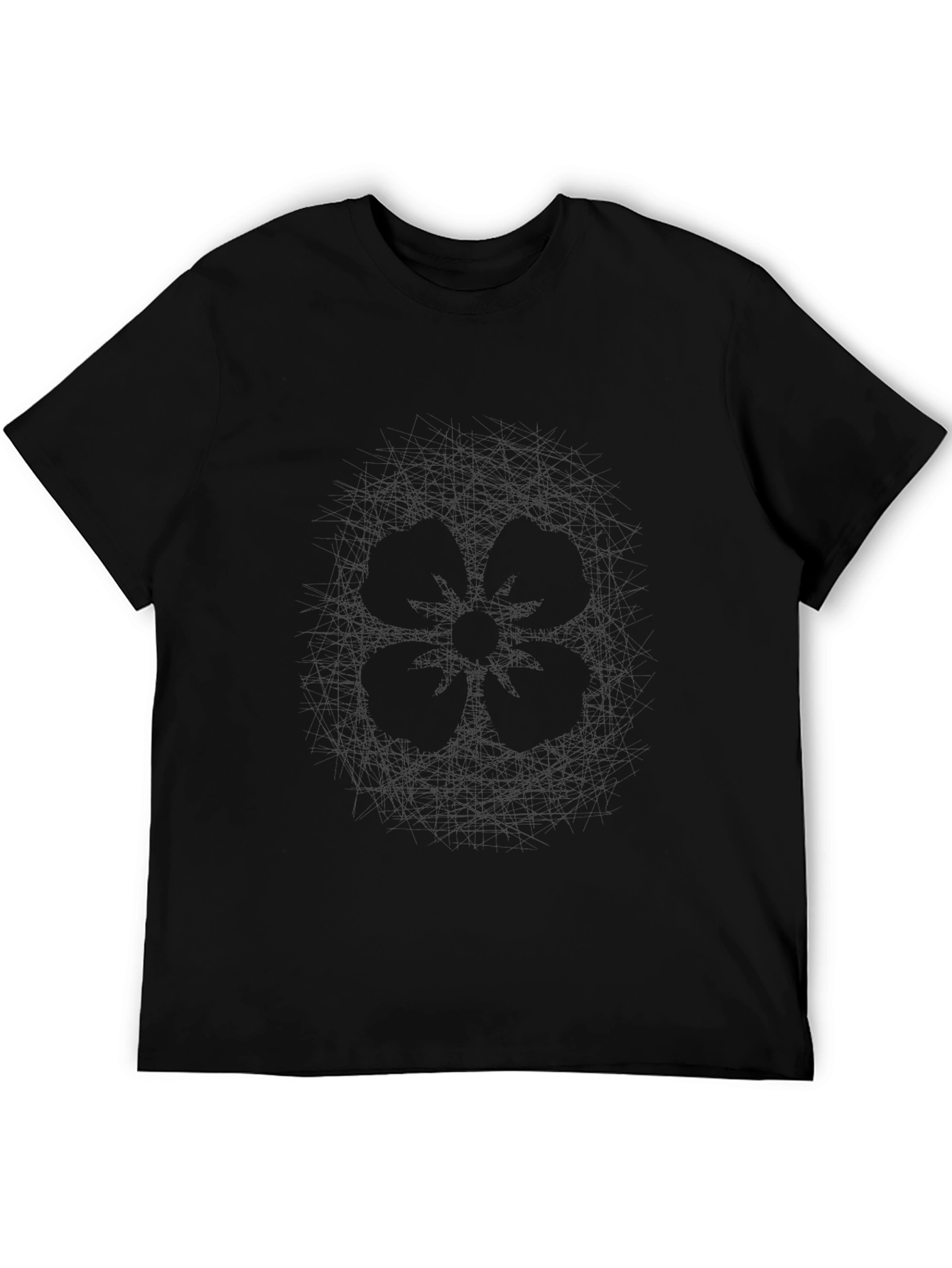 Abstract Floral Graphic Print Black T-Shirt