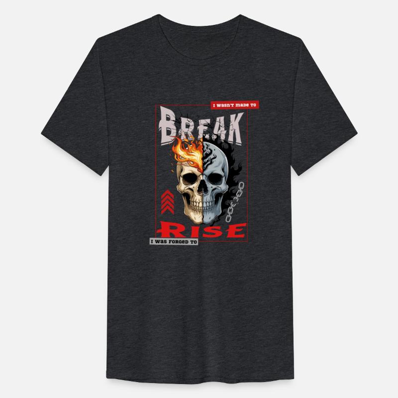 "Forged to Rise – Skull Flame Power Quote"